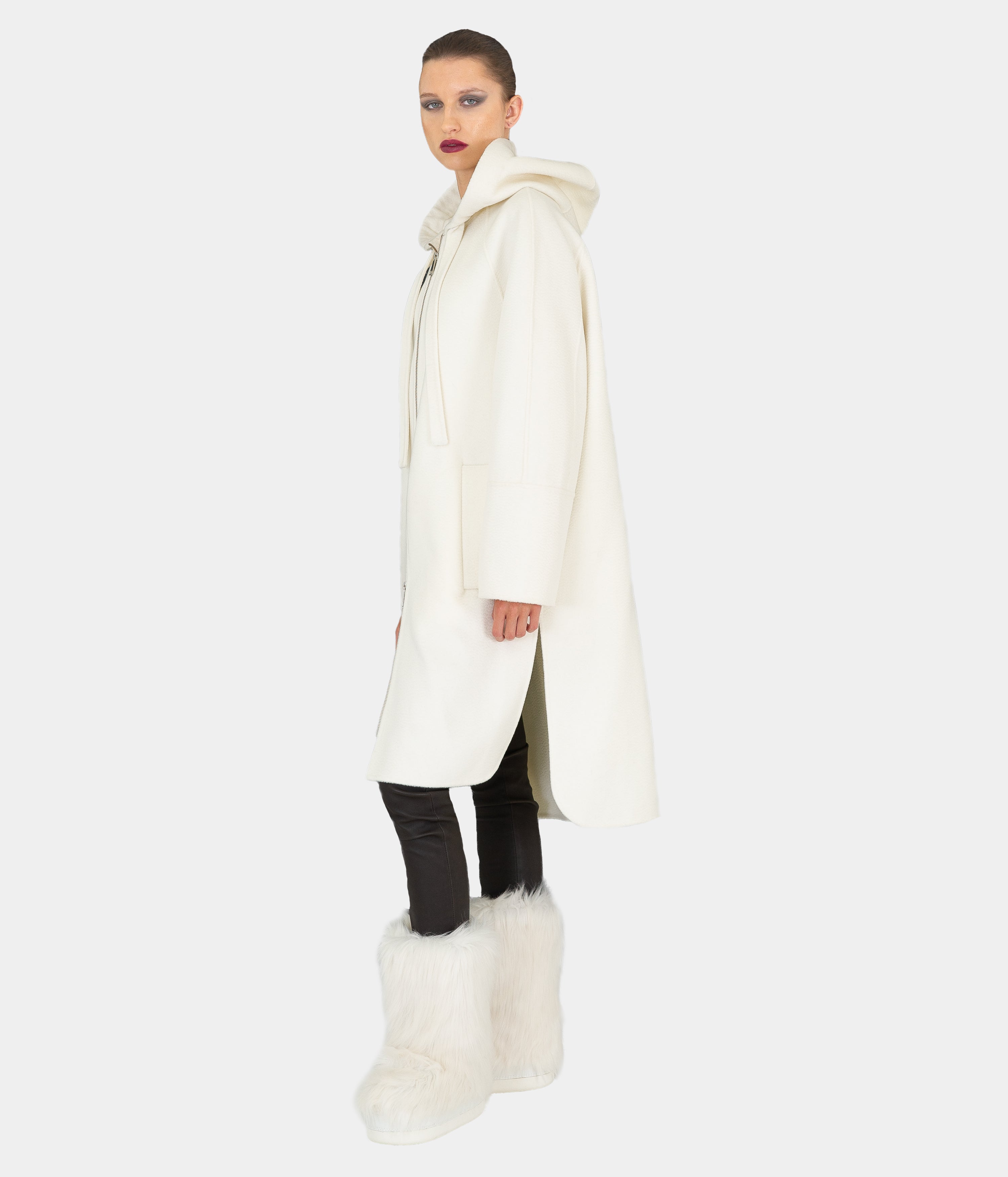 Double Face Wool Shirt Tail Parka