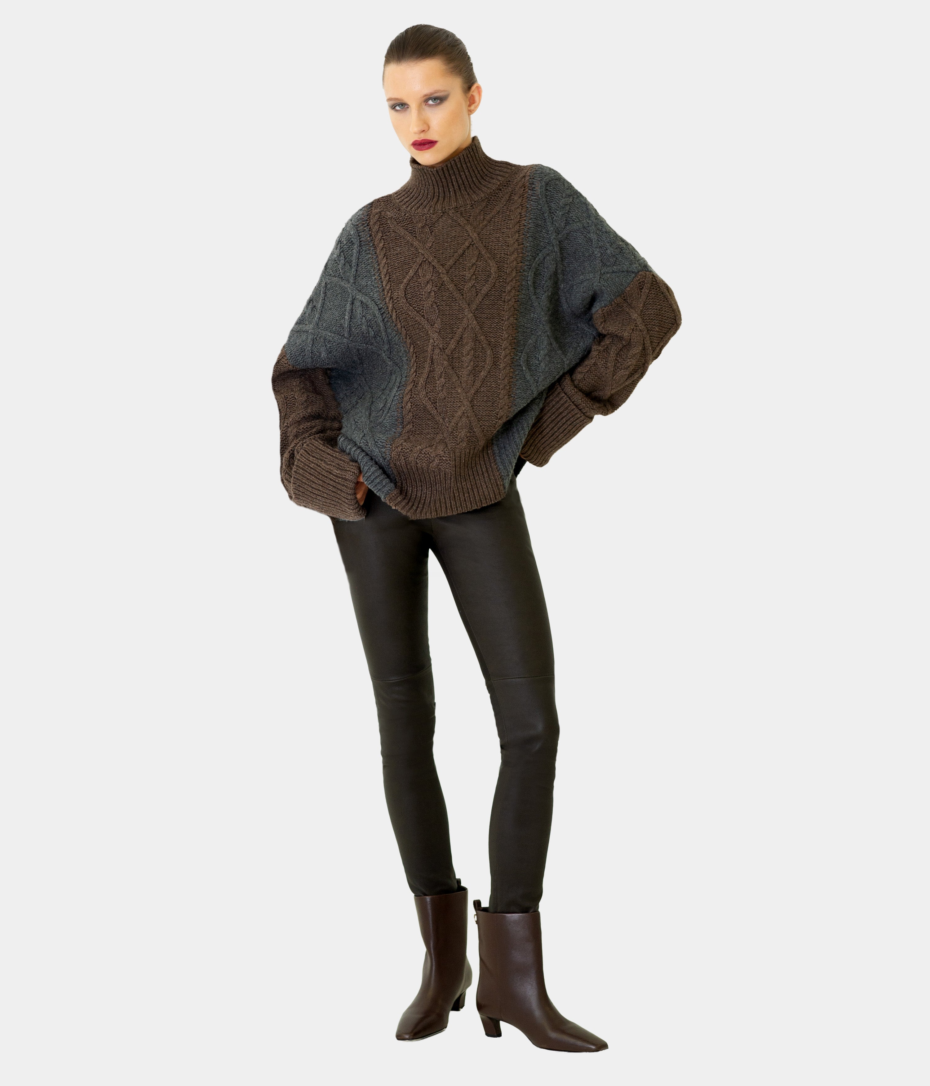 Colour Bloc Cable Sweater