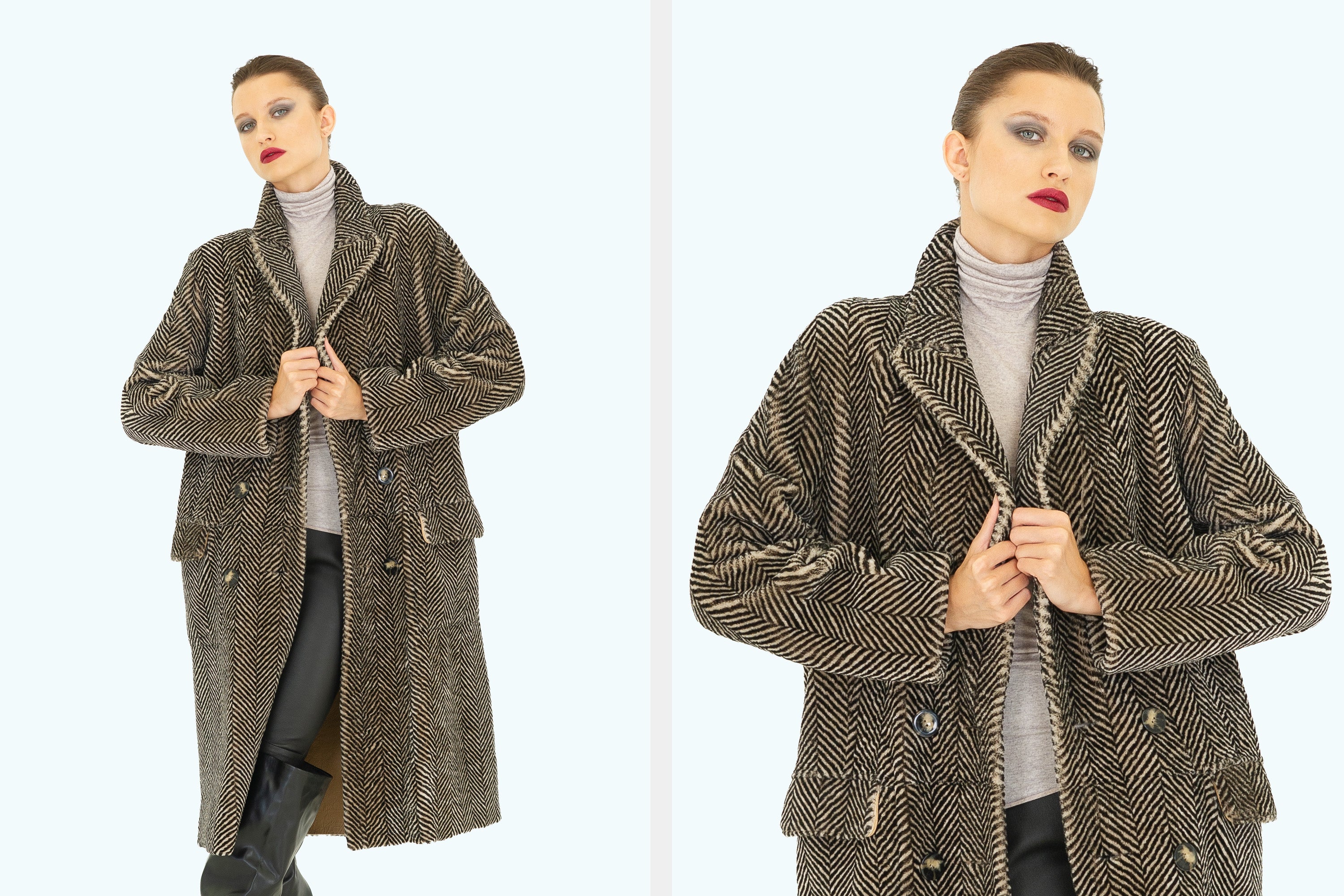 Reversible Herringbone Double Breast Coat