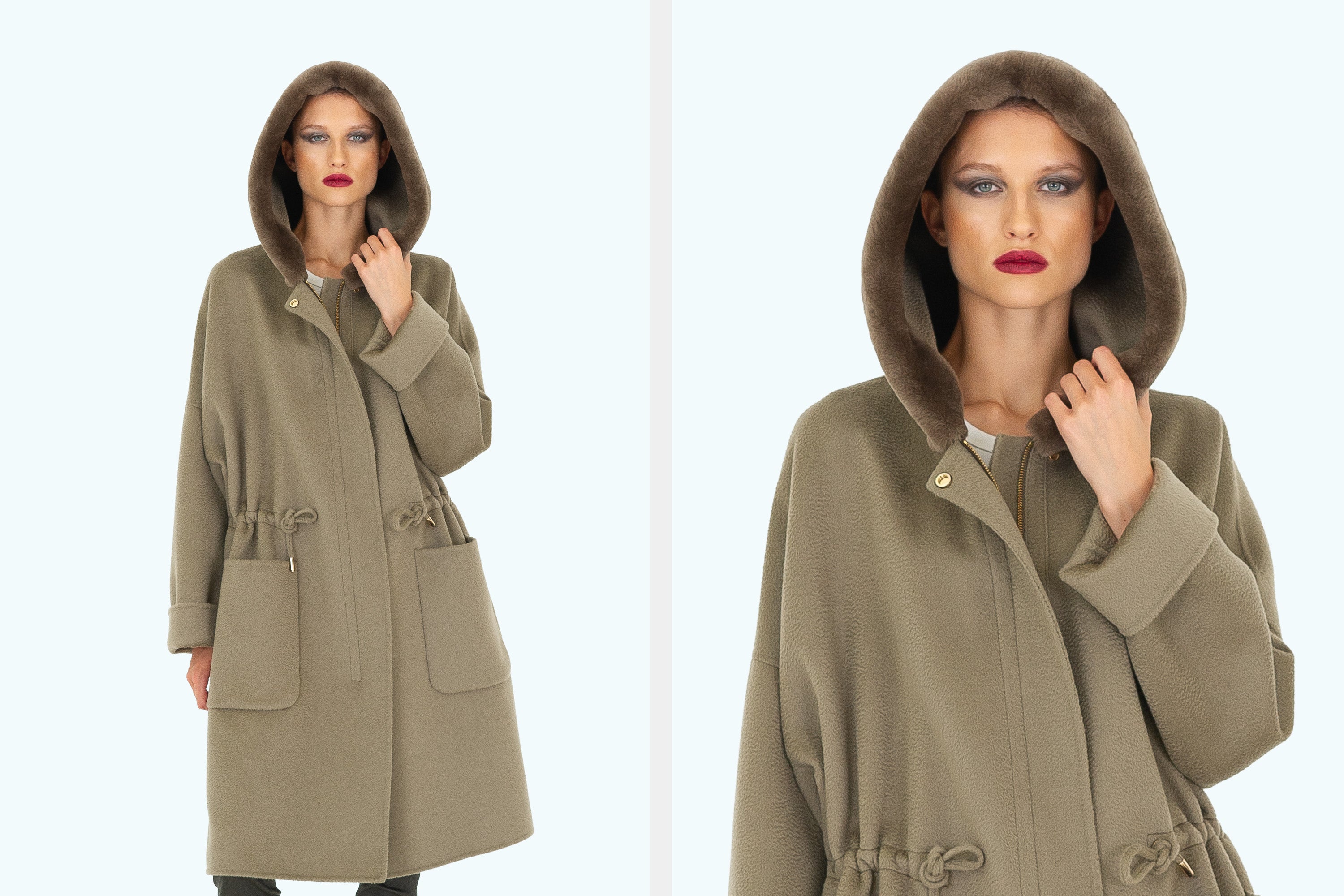 Double Face Shearling Hooded Parka
