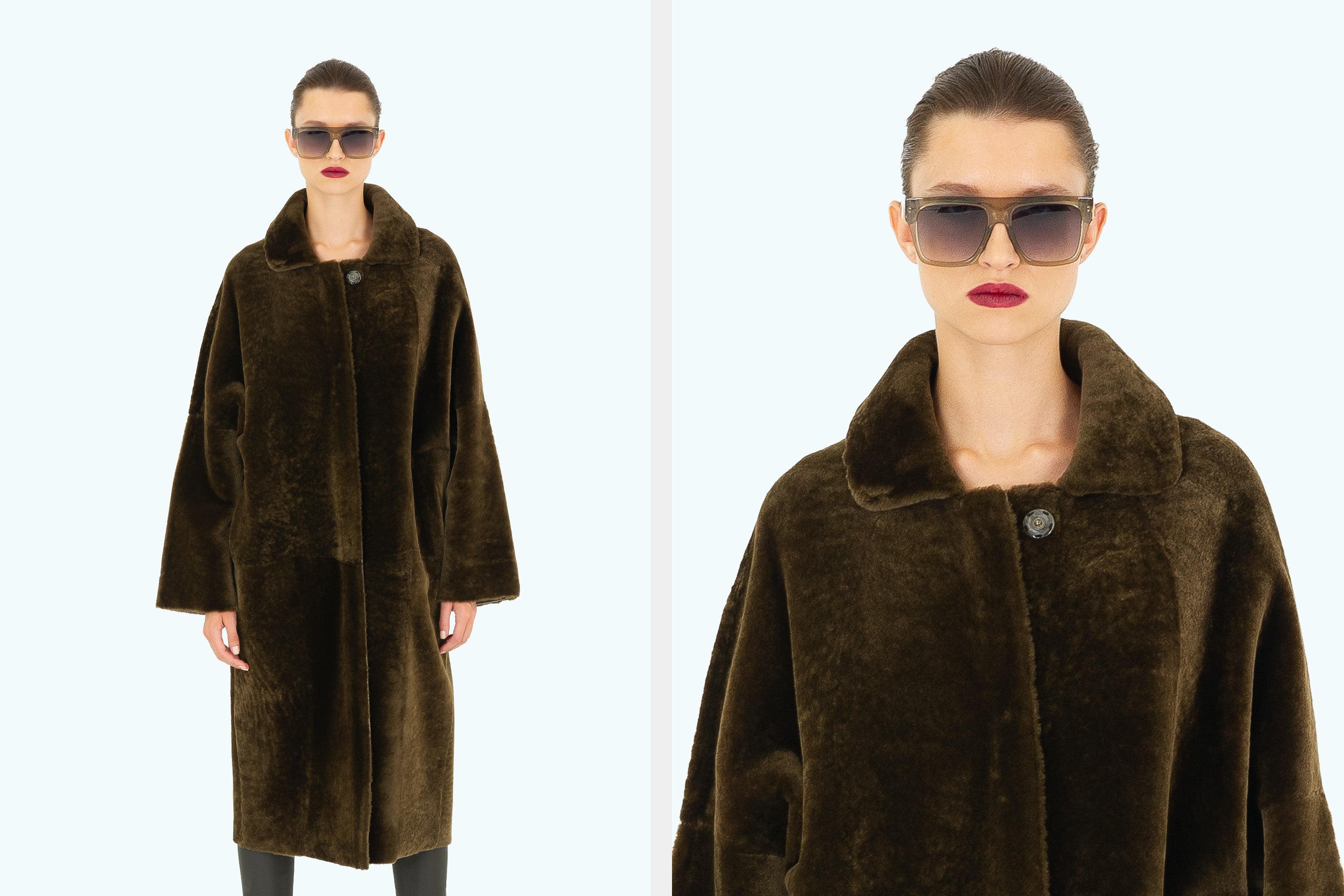 Reversible Long Shearling Boxy Coat