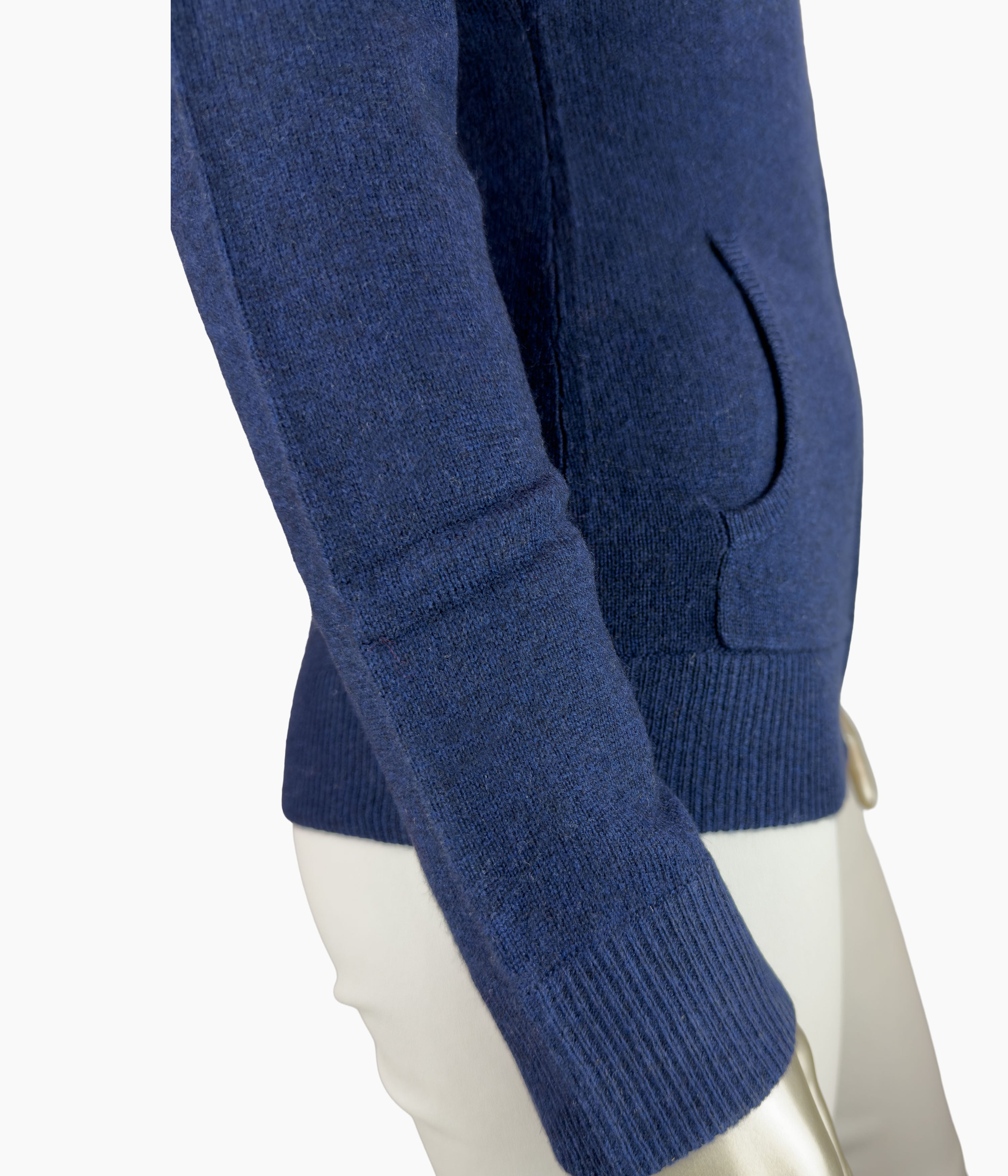 Outlet:  Navy Hooded Fur Fitted Cardi