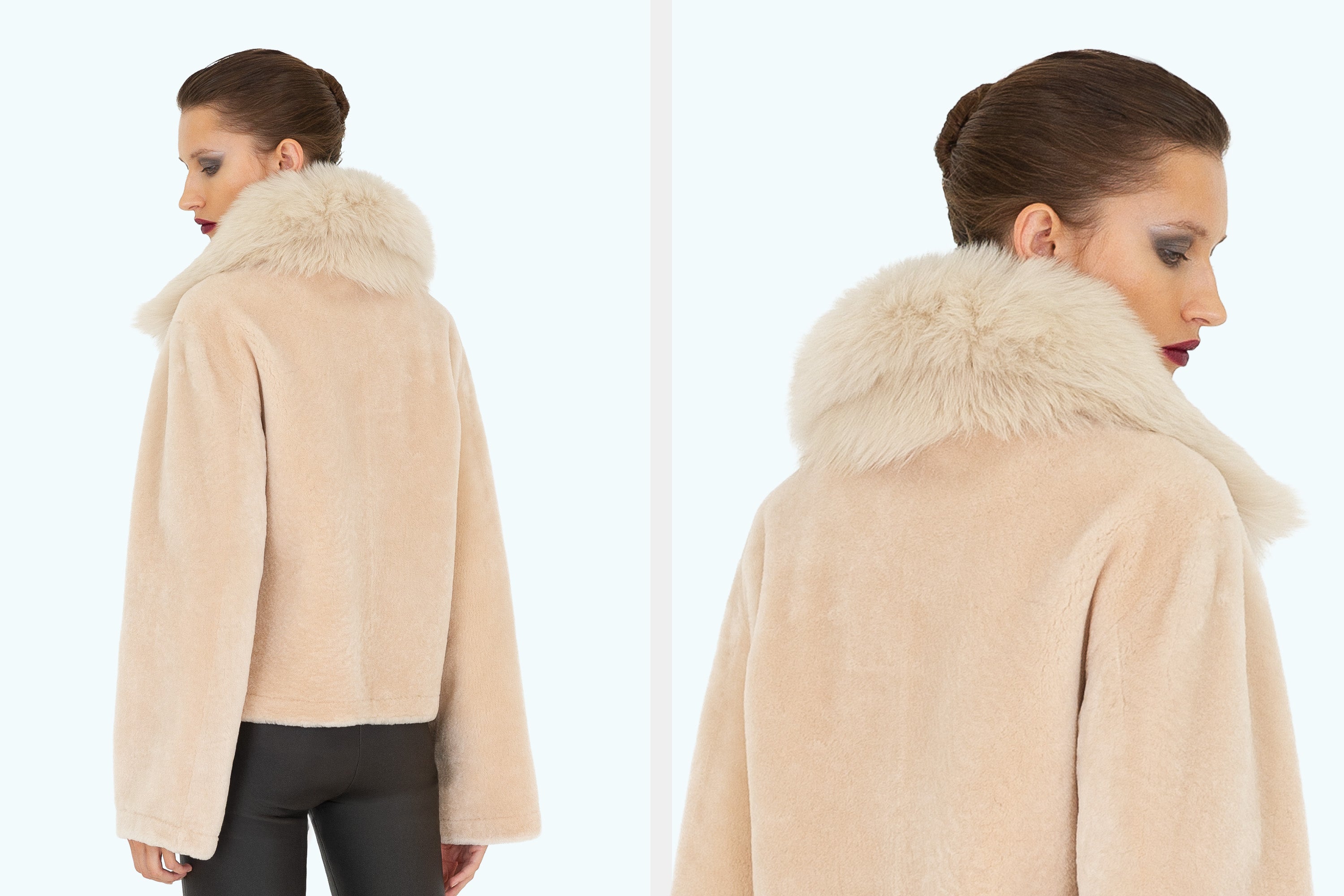 Reversible Big Collar Shearling Zip Jacket