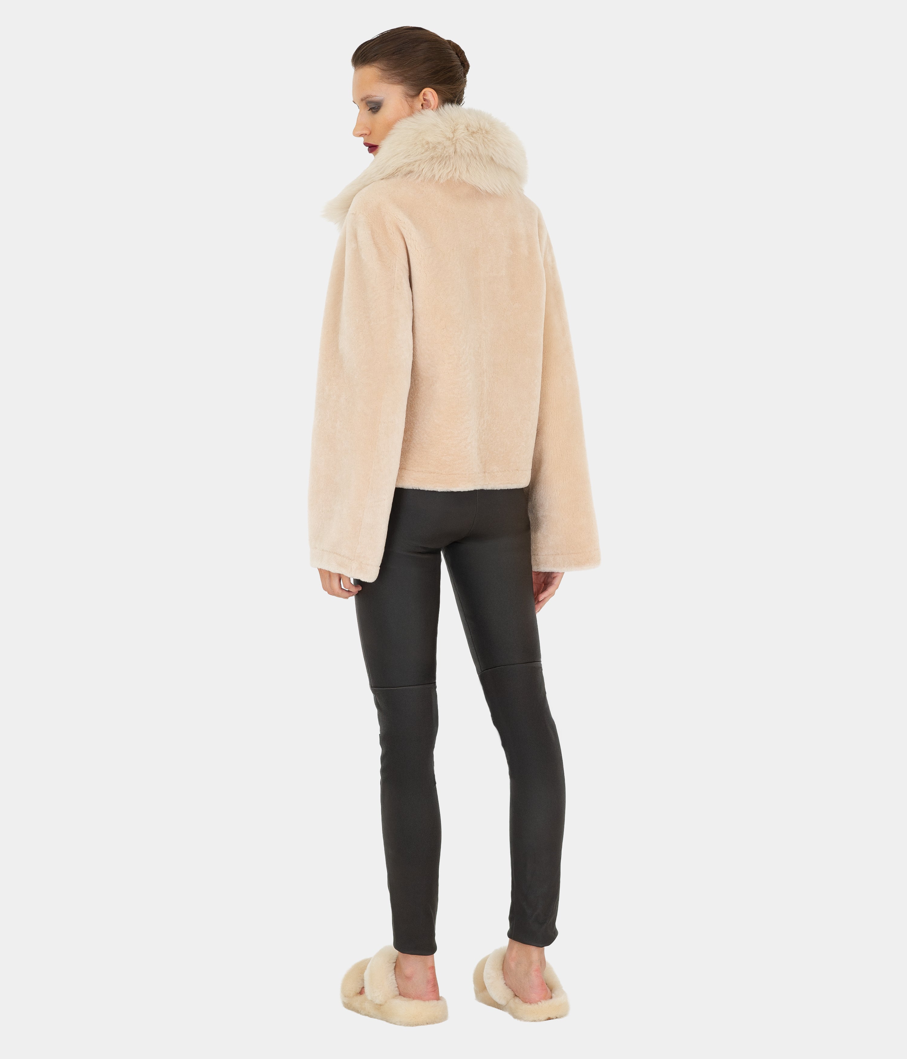 Reversible Big Collar Shearling Zip Jacket