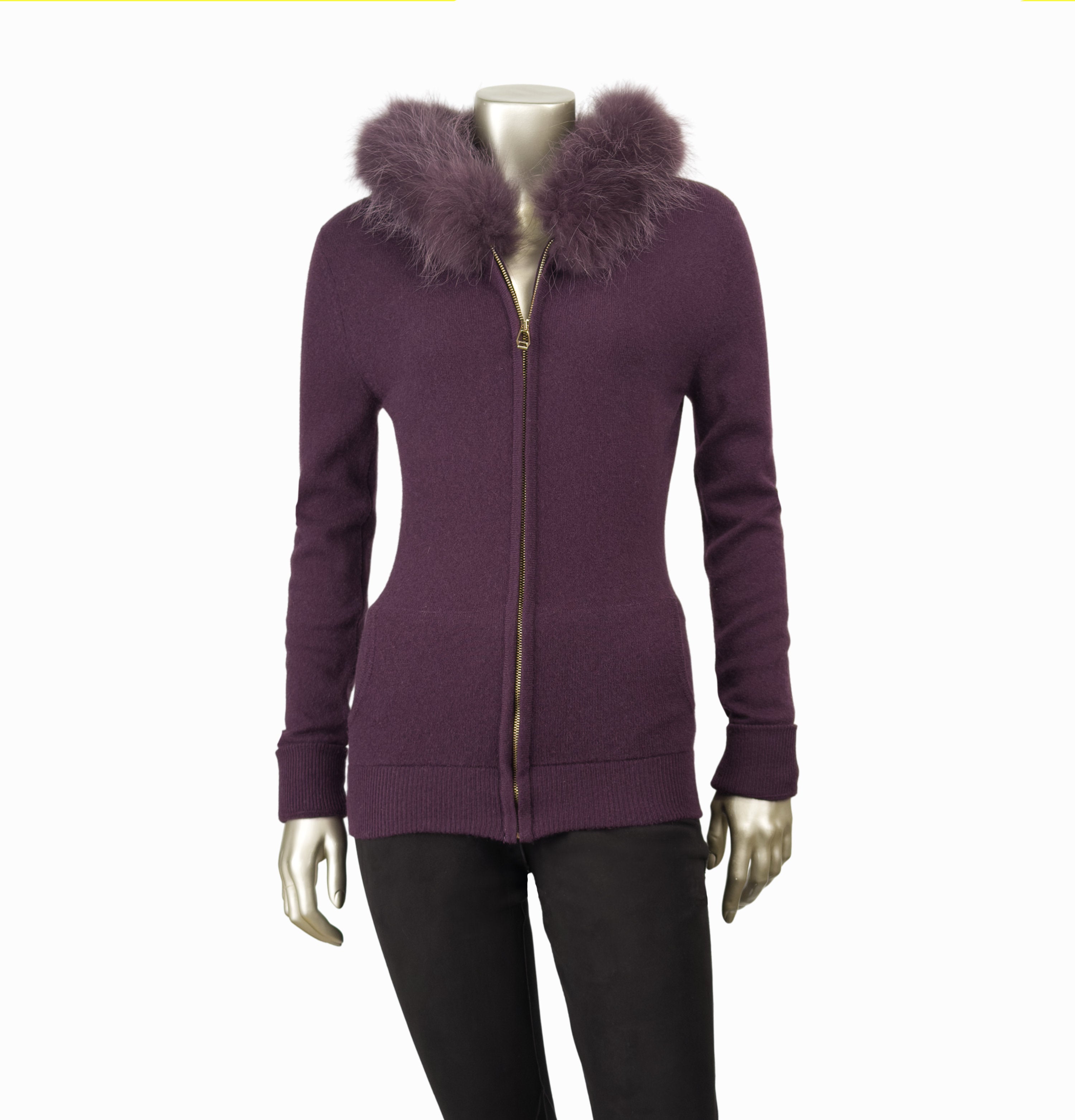 Outlet: Hooded Fur Fitted Cardi: Size: 10