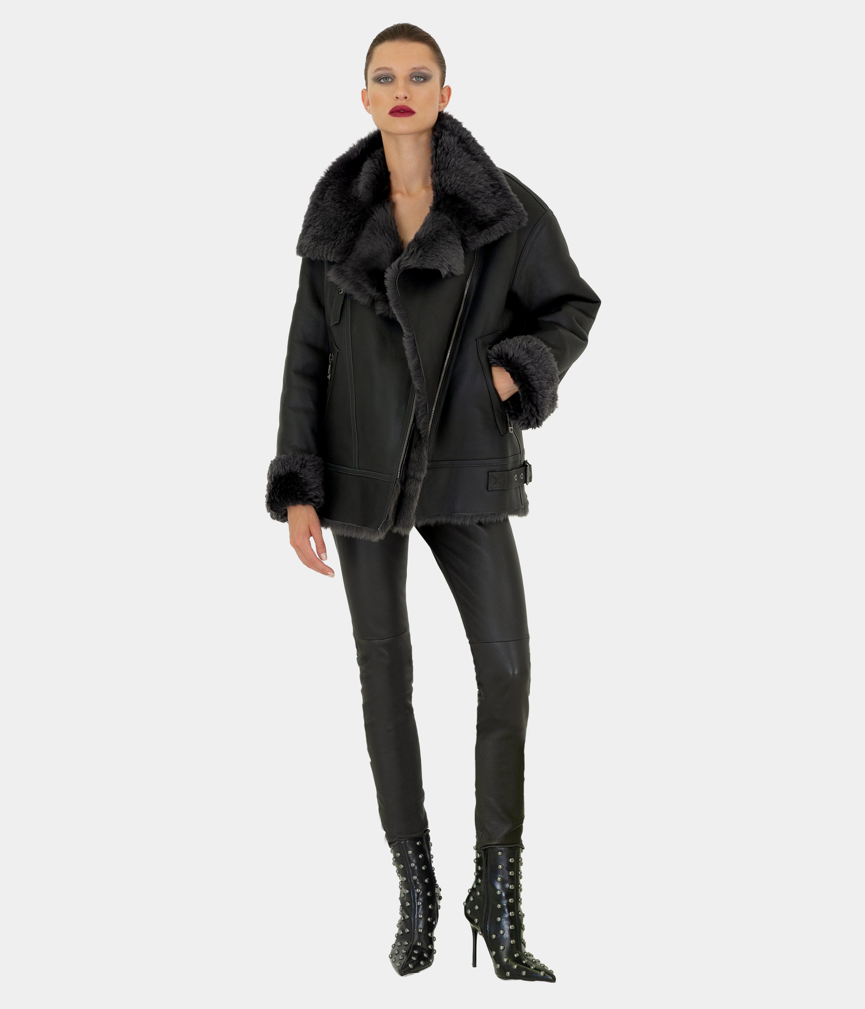 Shearling Aviator Black