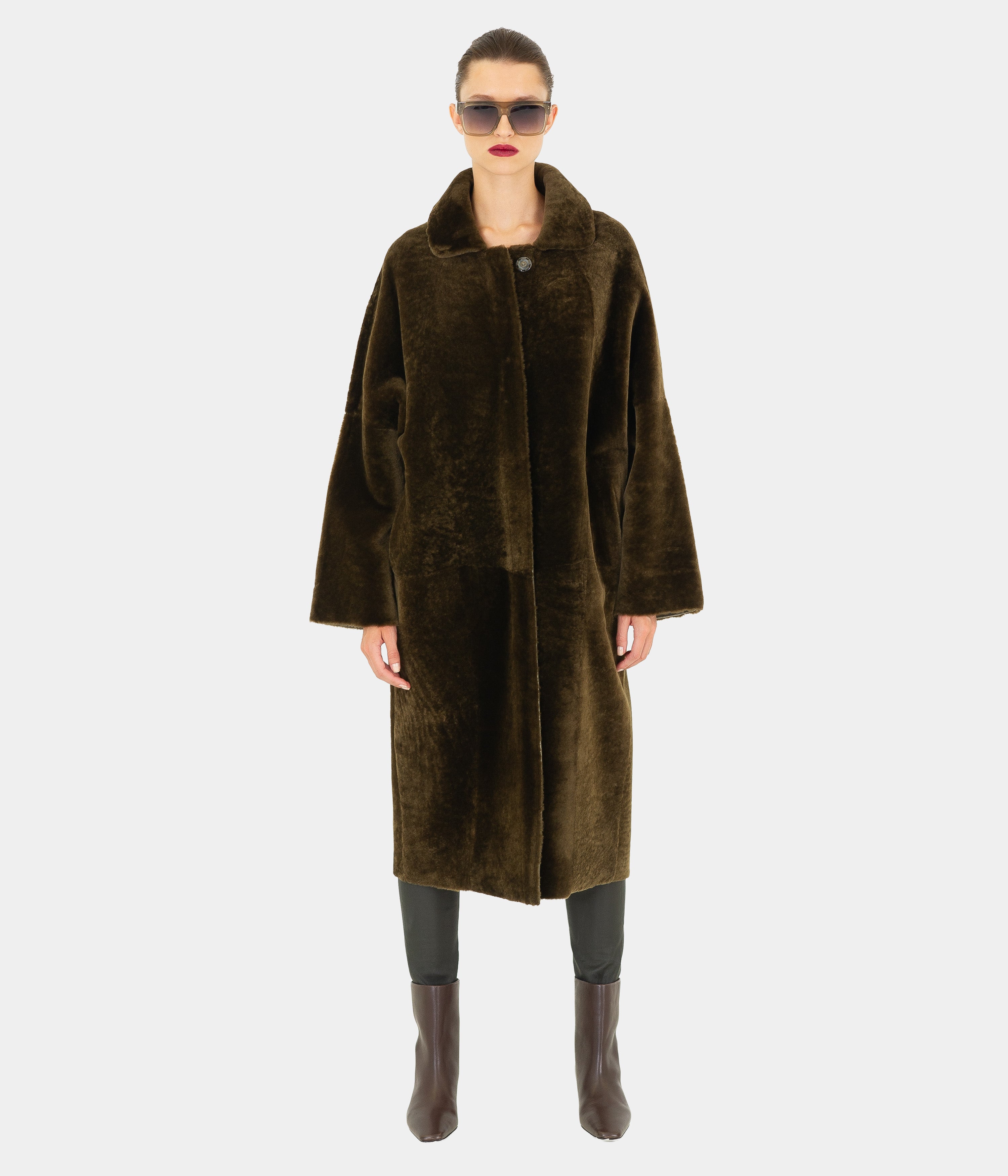 Reversible Long Shearling Boxy Coat