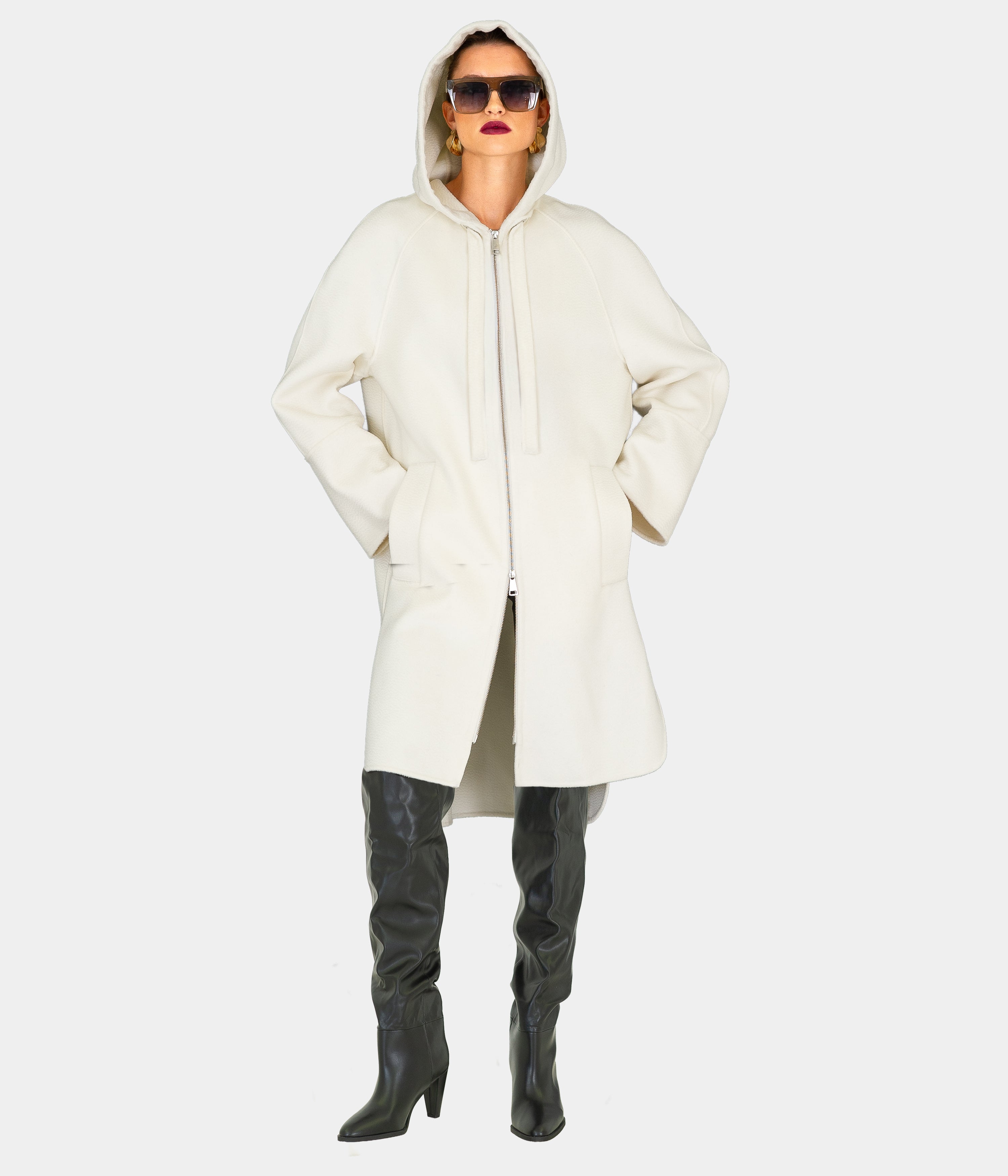 Double Face Wool Shirt Tail Parka