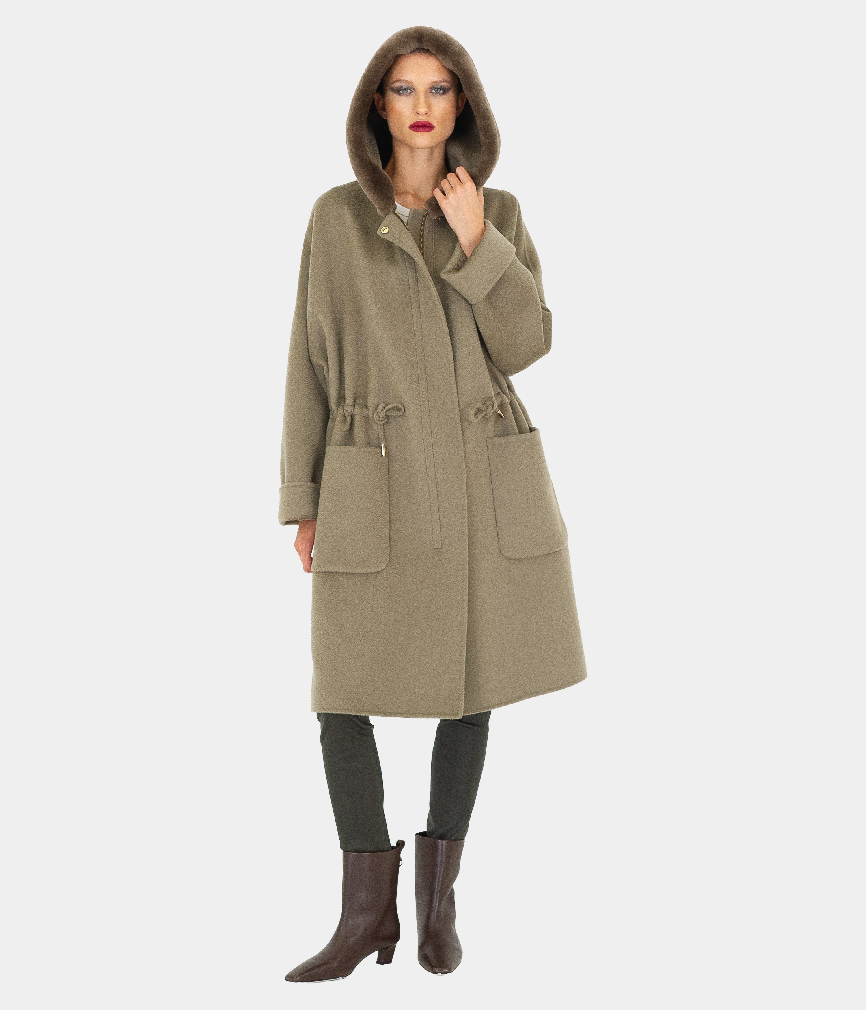 Double Face Shearling Hooded Parka