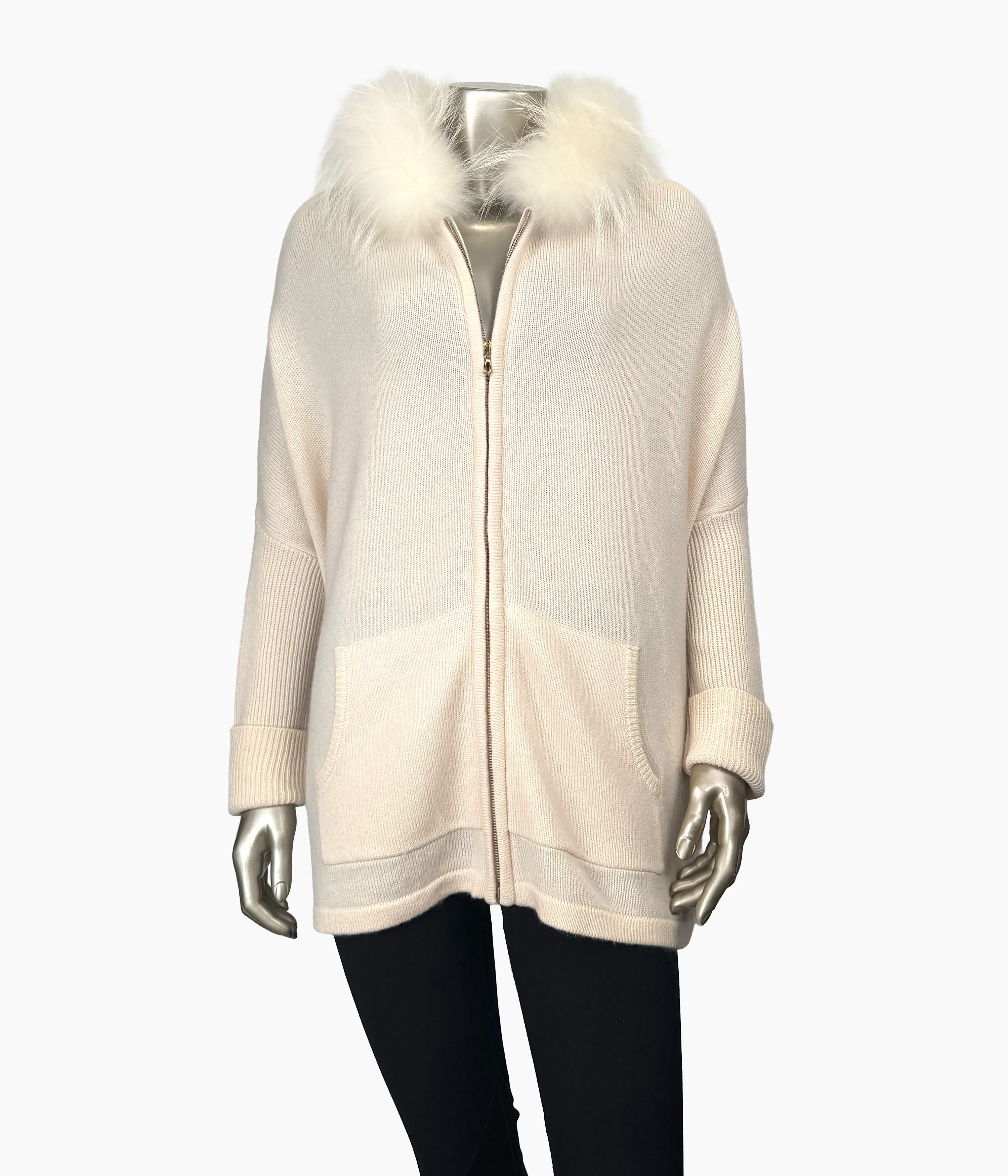 Loose Fit Fur Trim Hoodie: Size 12