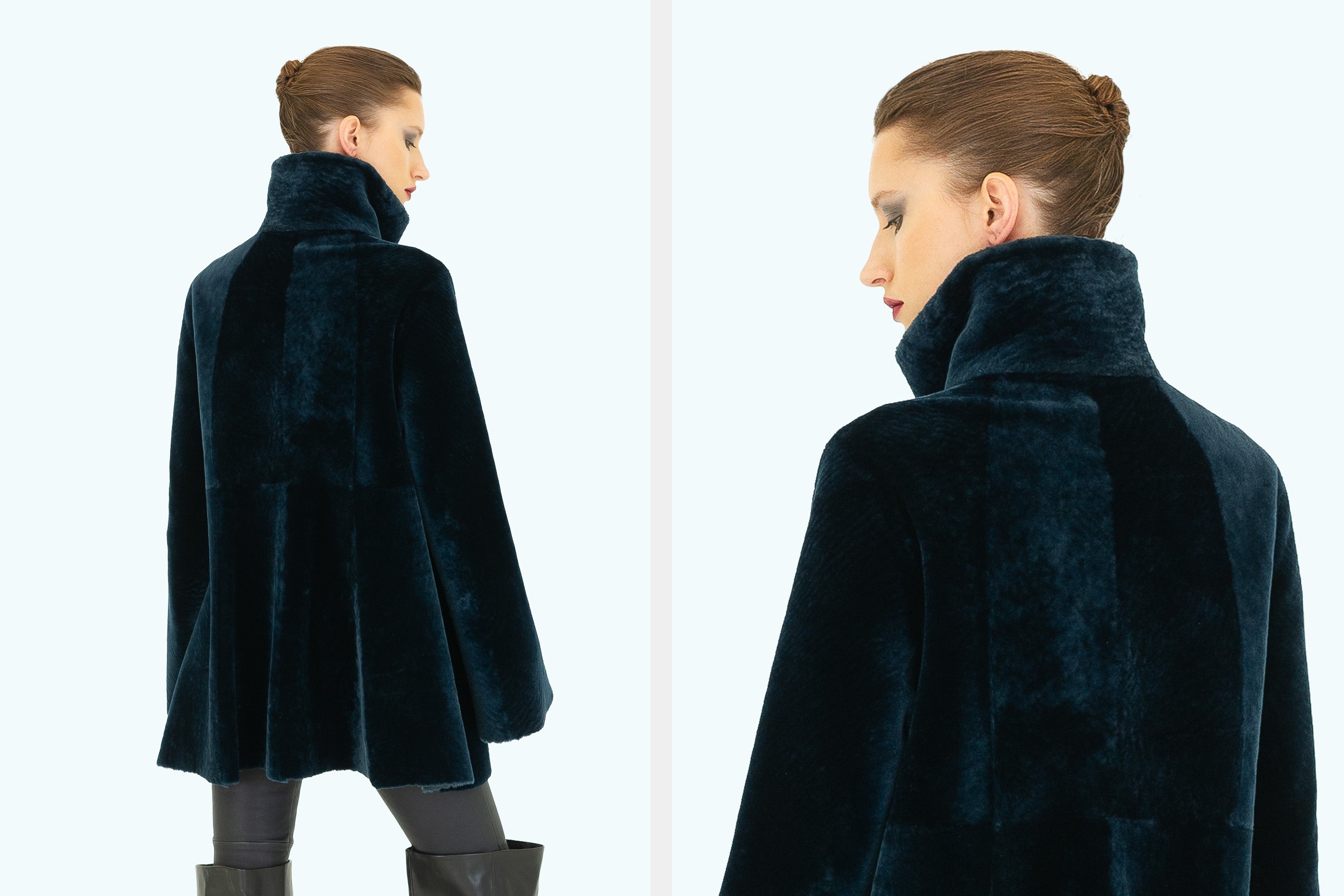 Reversible Shearling Short Zip Swing Coat