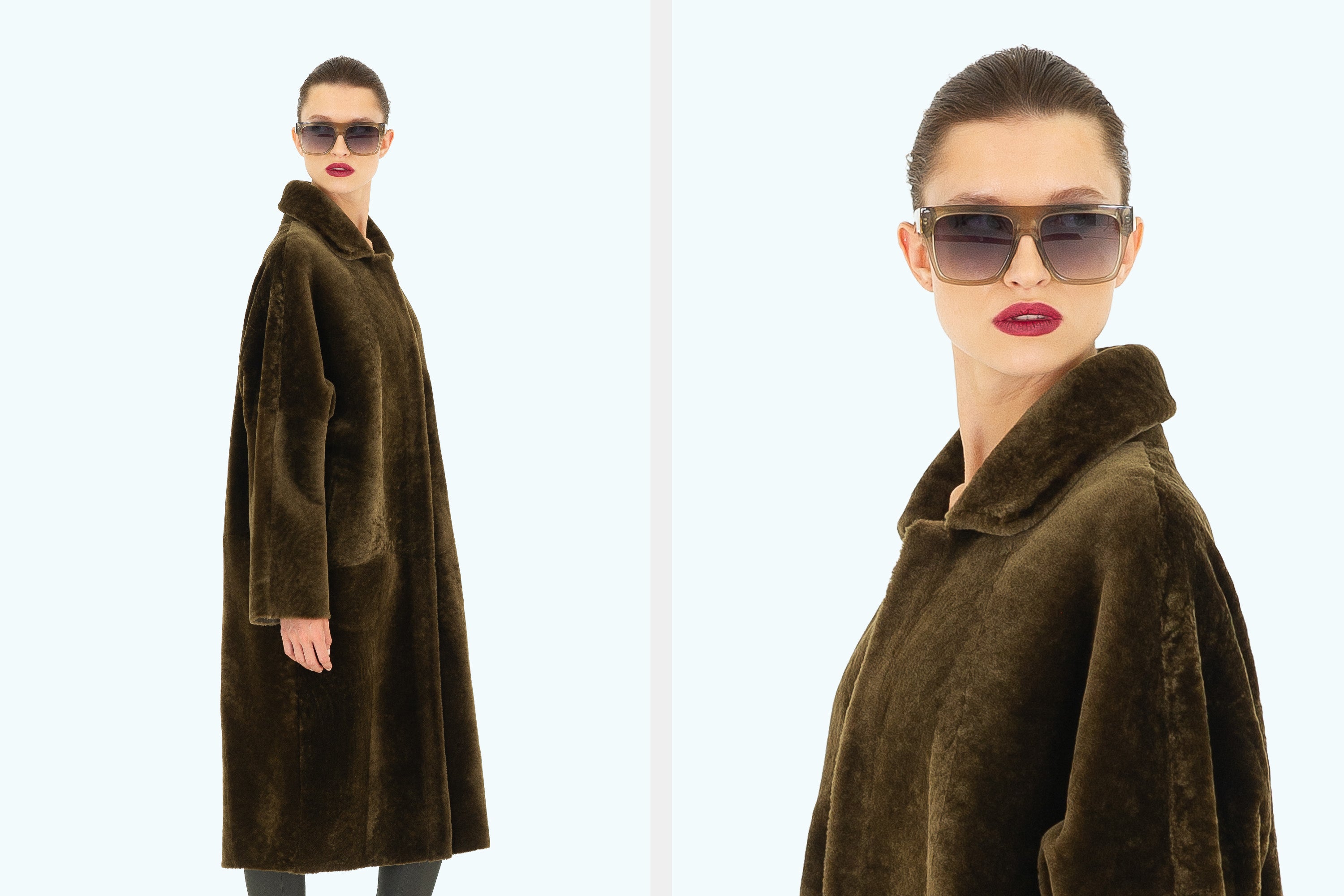 Reversible Long Shearling Boxy Coat