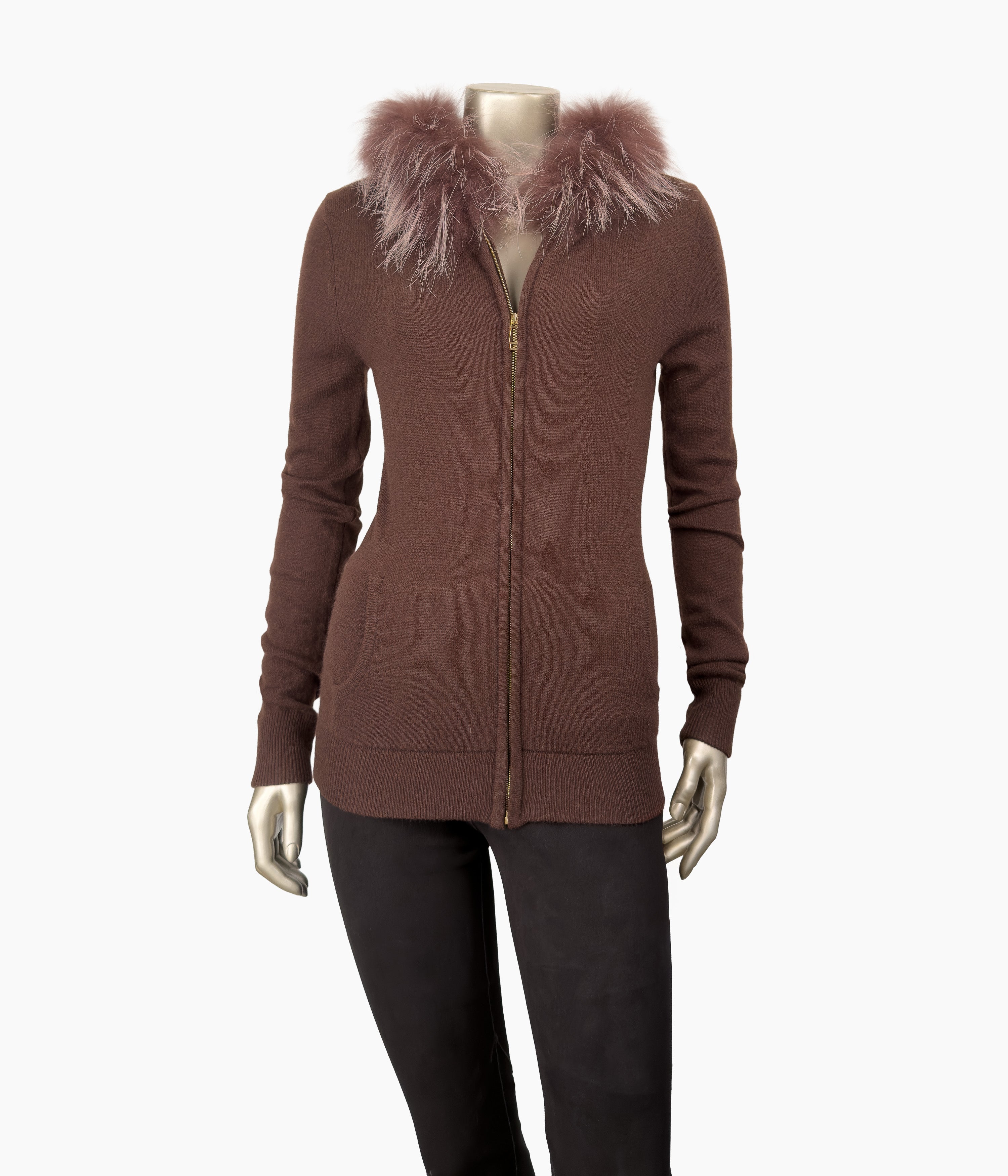 Outlet: Hooded Fur Fitted Cardi: Size: 10