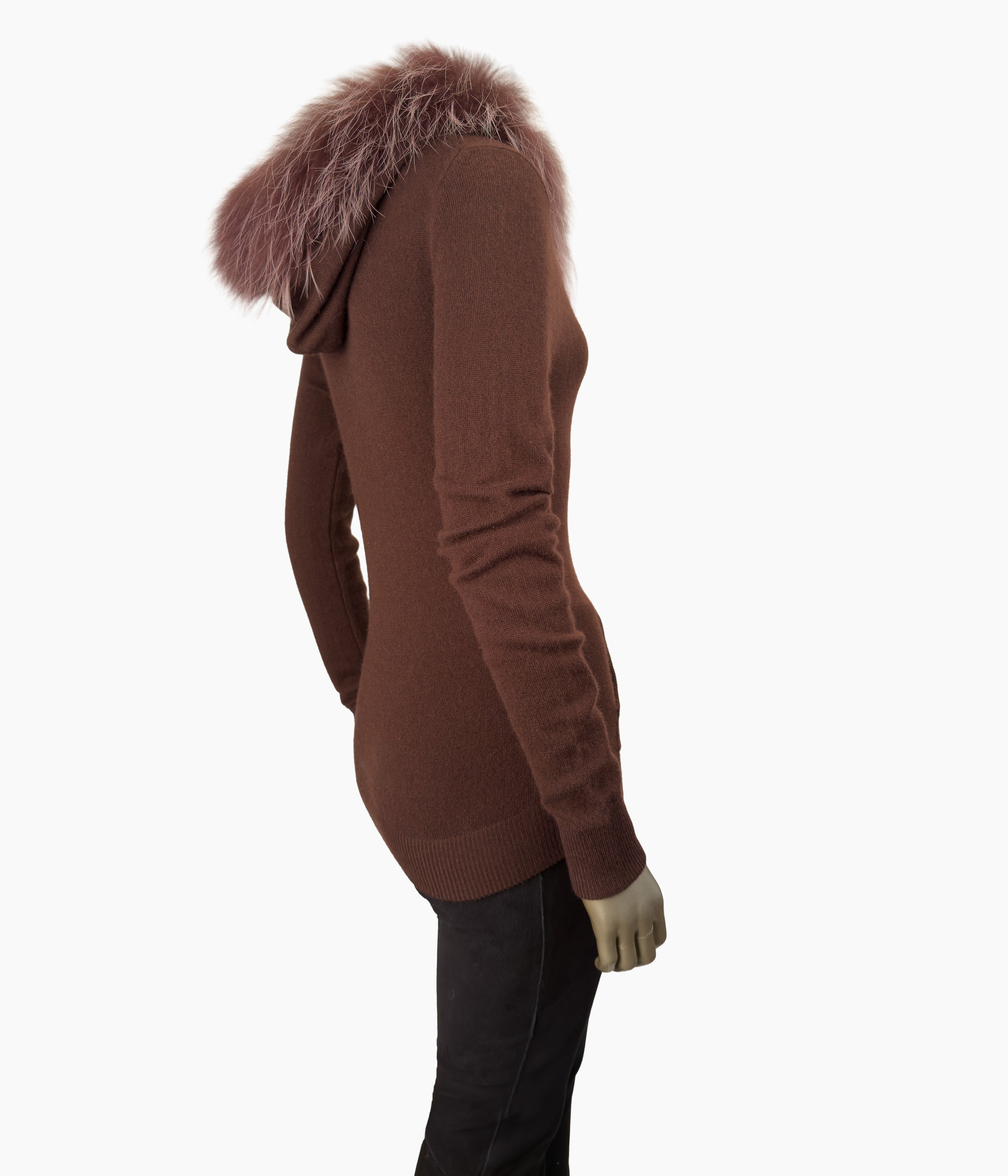 Outlet: Hooded Fur Fitted Cardi: Size: 10