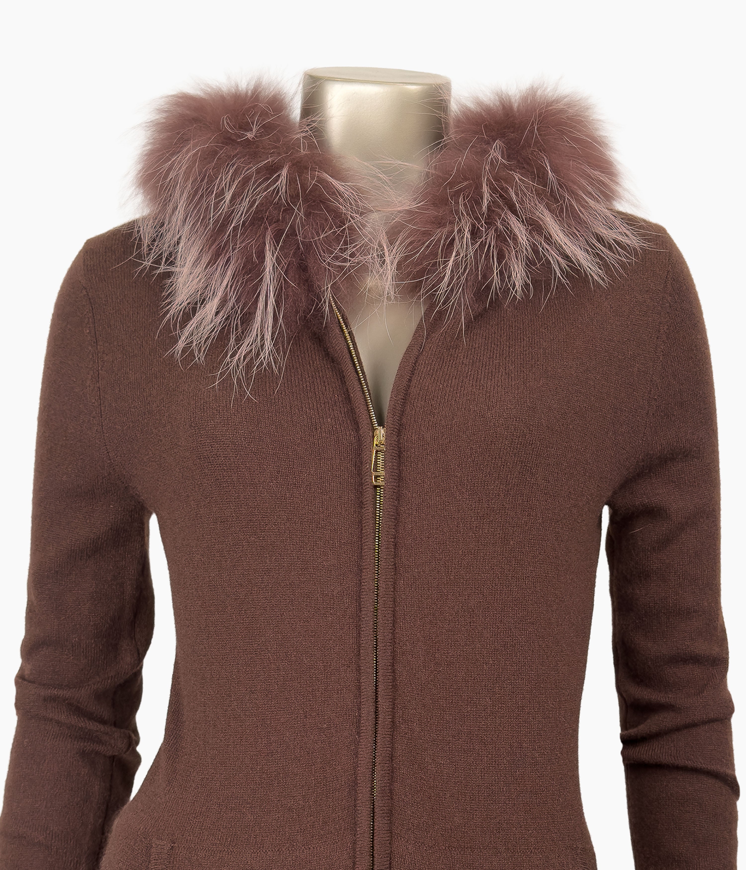 Outlet: Hooded Fur Fitted Cardi: Size: 10