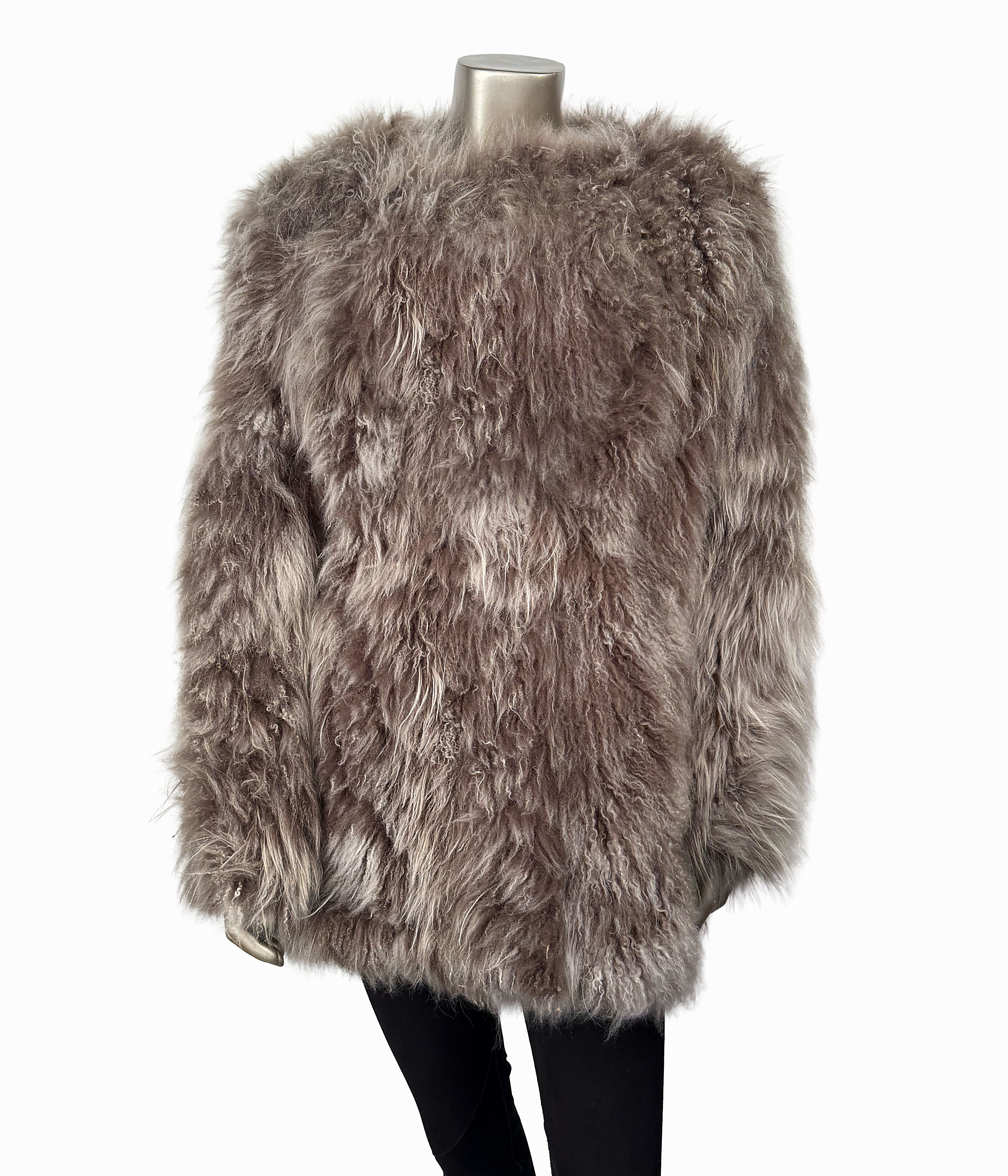 Outlet: Cashmere Shearling Fur Coat: Size 10