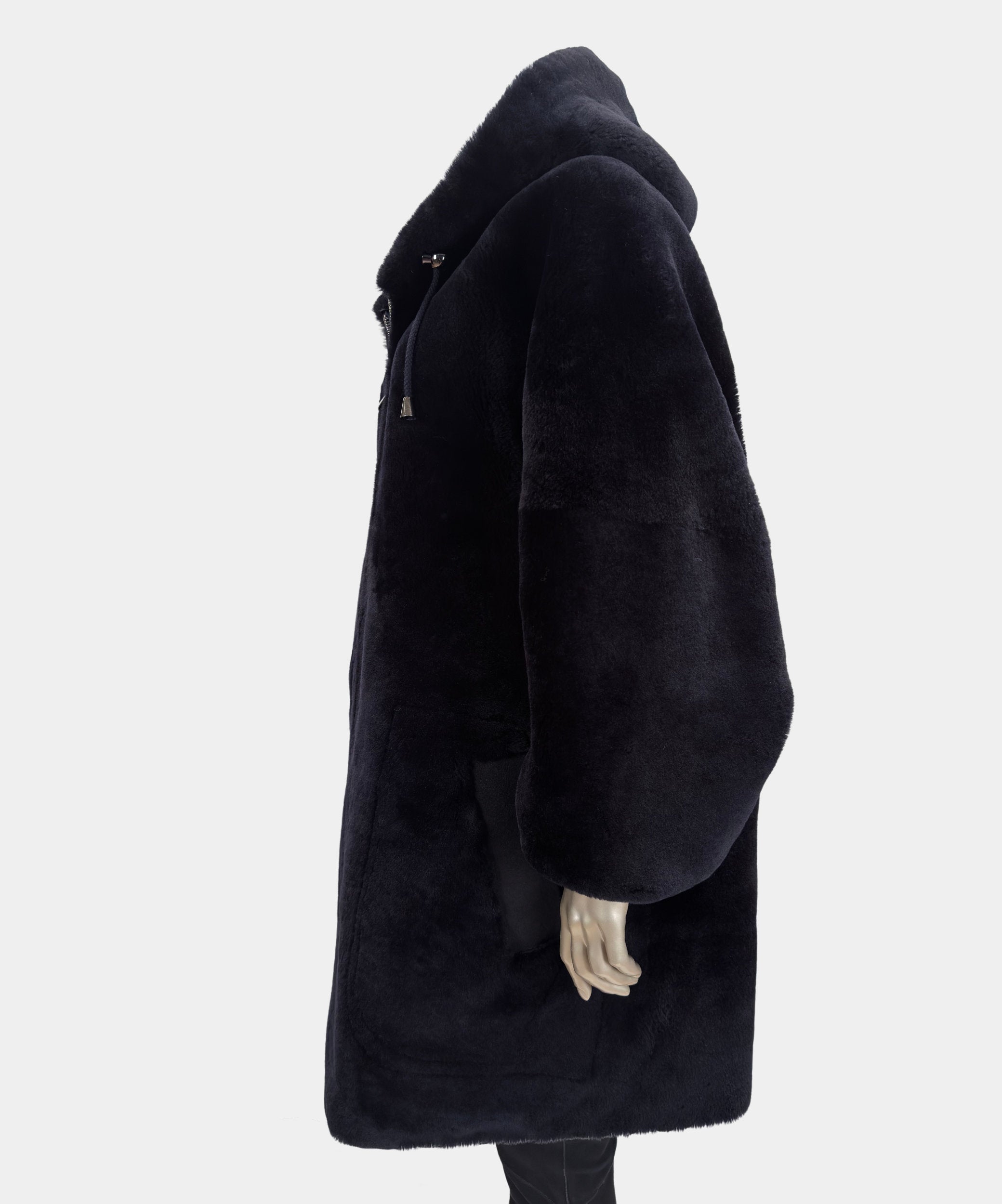 Outlet: Reversible Shearling Hooded Parka Navy