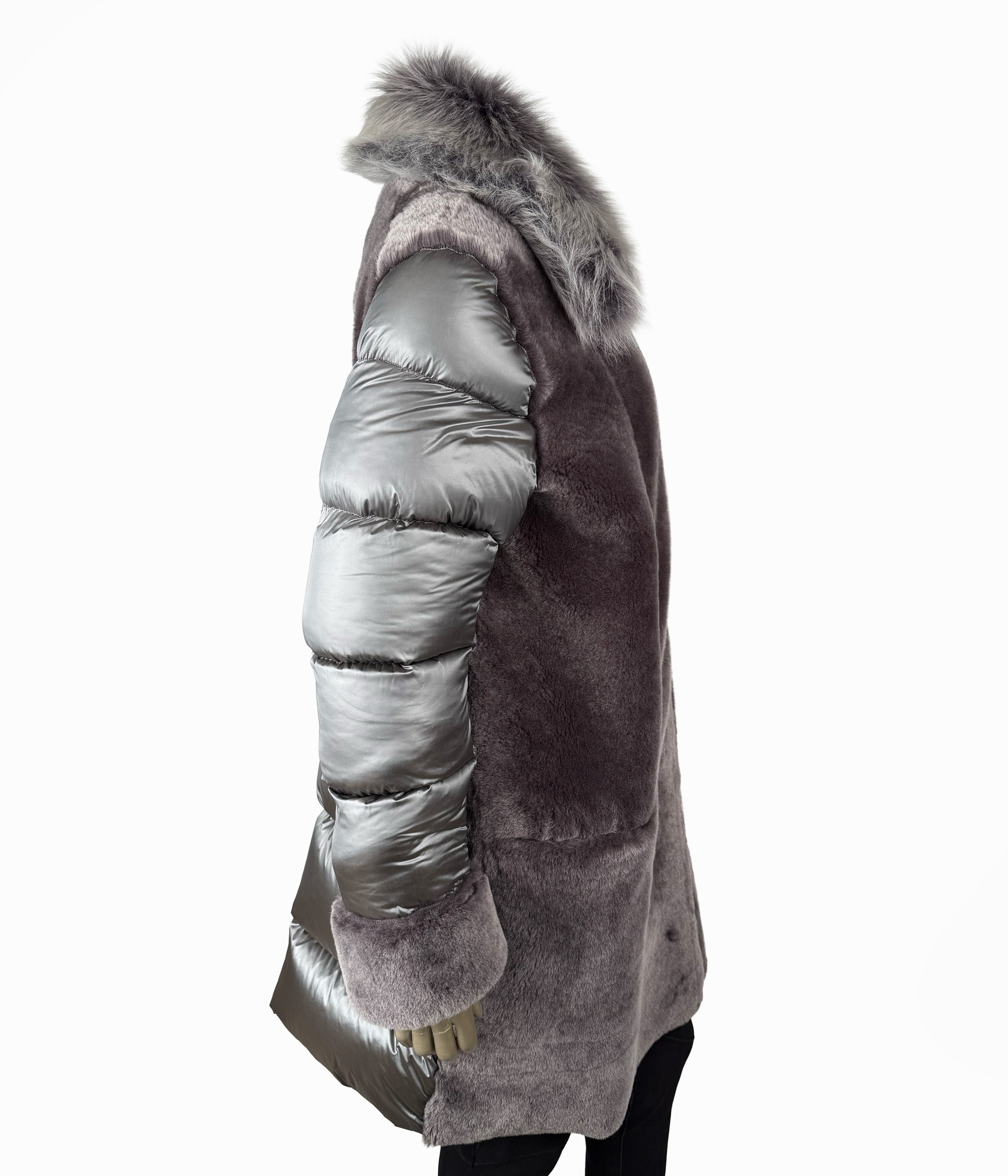 Outlet: Shearling Reversible  Goose Down Parka Coat