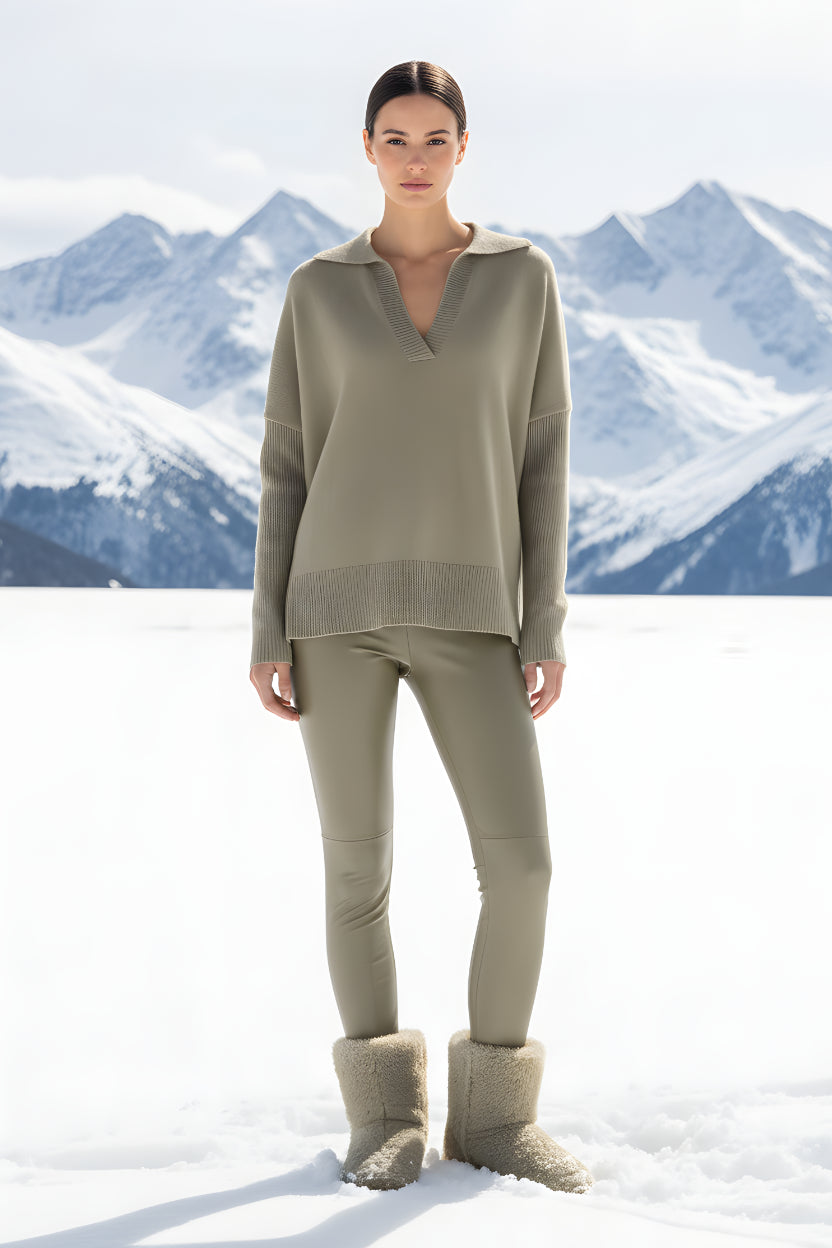 Outlet: Light Olive V Neck Collar Jumper Size : Size 10