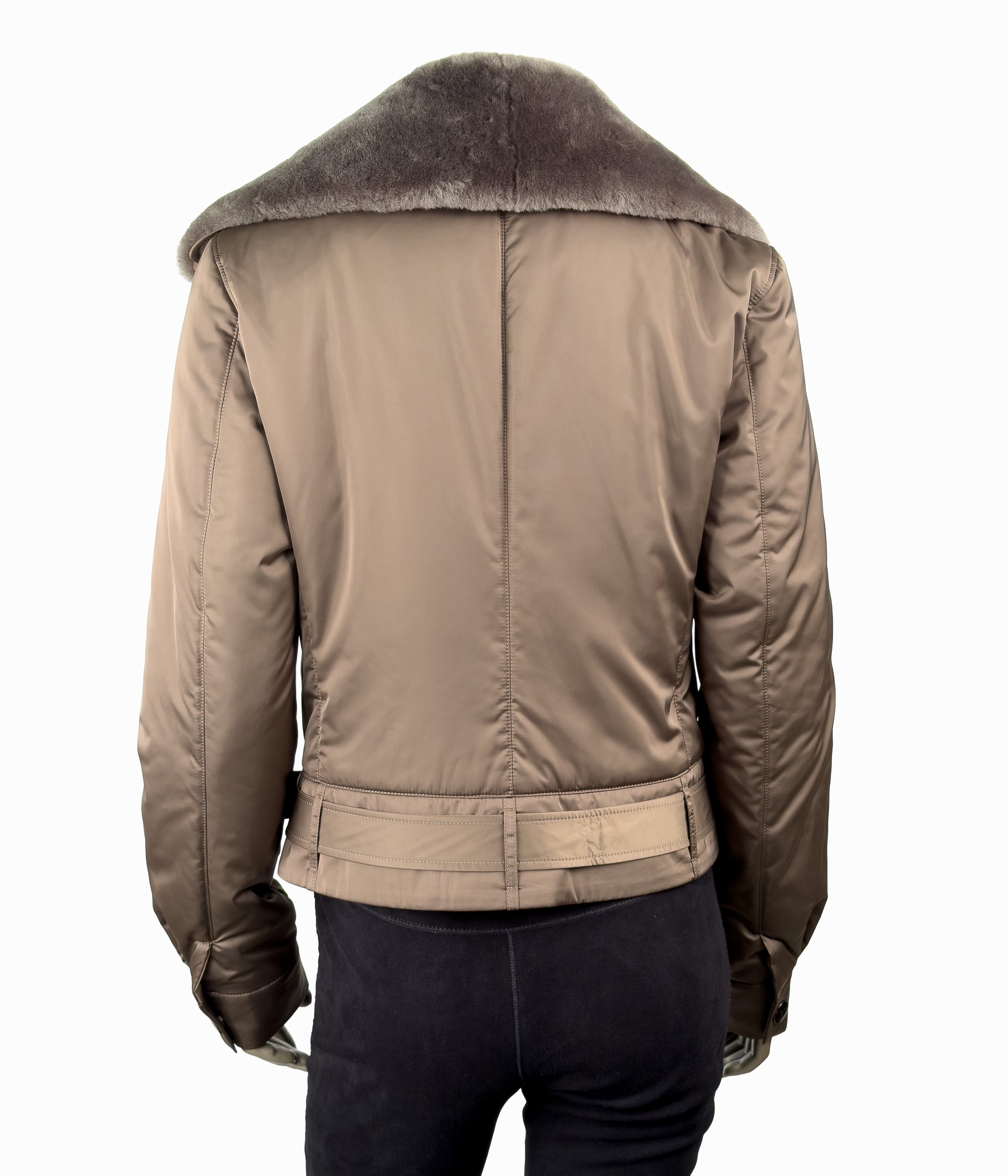 Textile Biker With Shearling Collar : Size 10