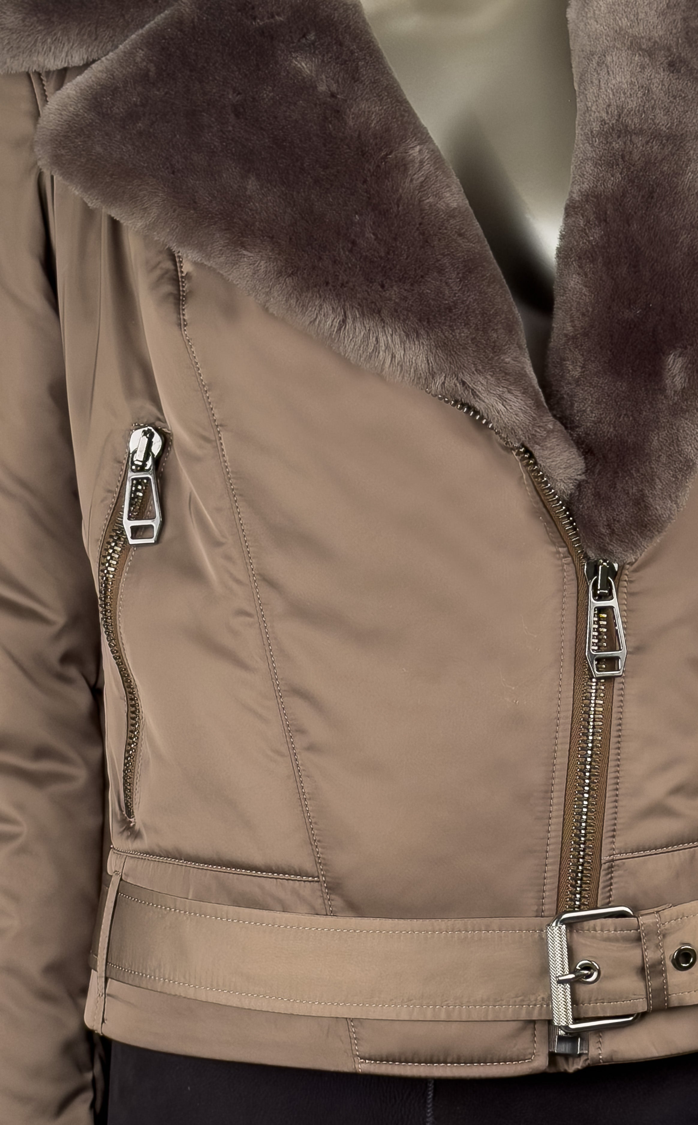 Textile Biker With Shearling Collar : Size 10