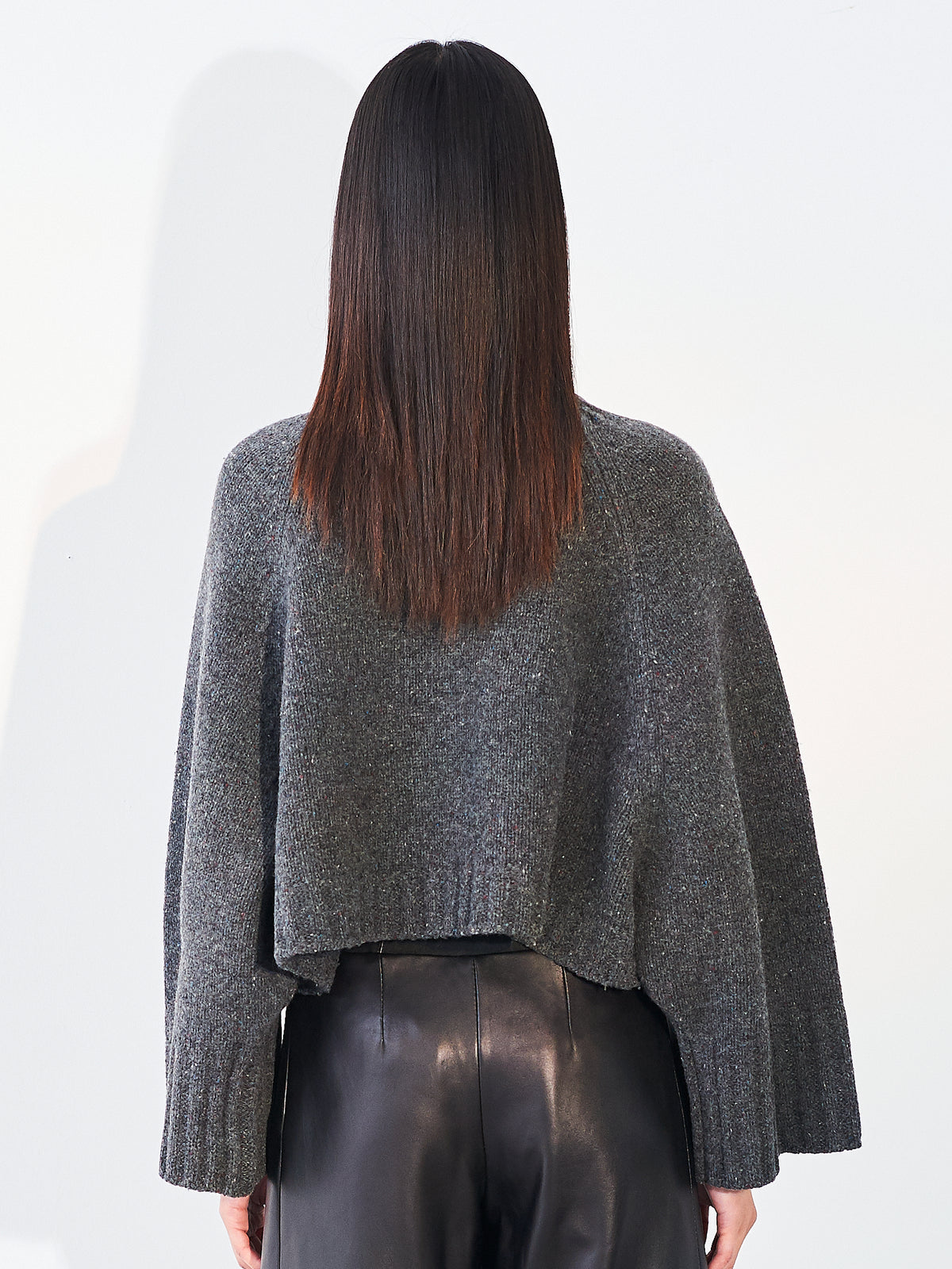 Oversized Cropped Jumper Donegal Graphite Marl