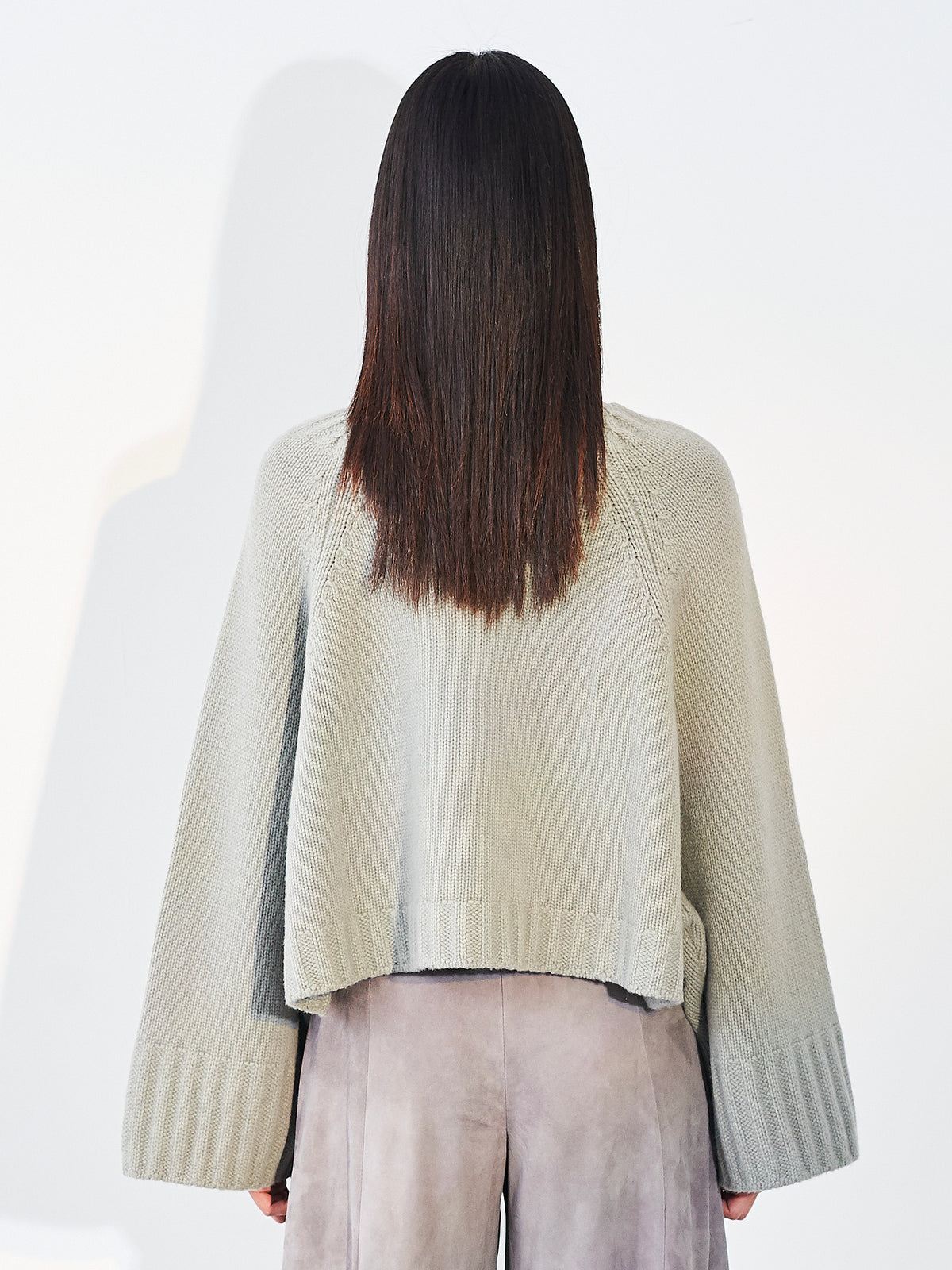 Oversized Cropped Jumper Light Sage
