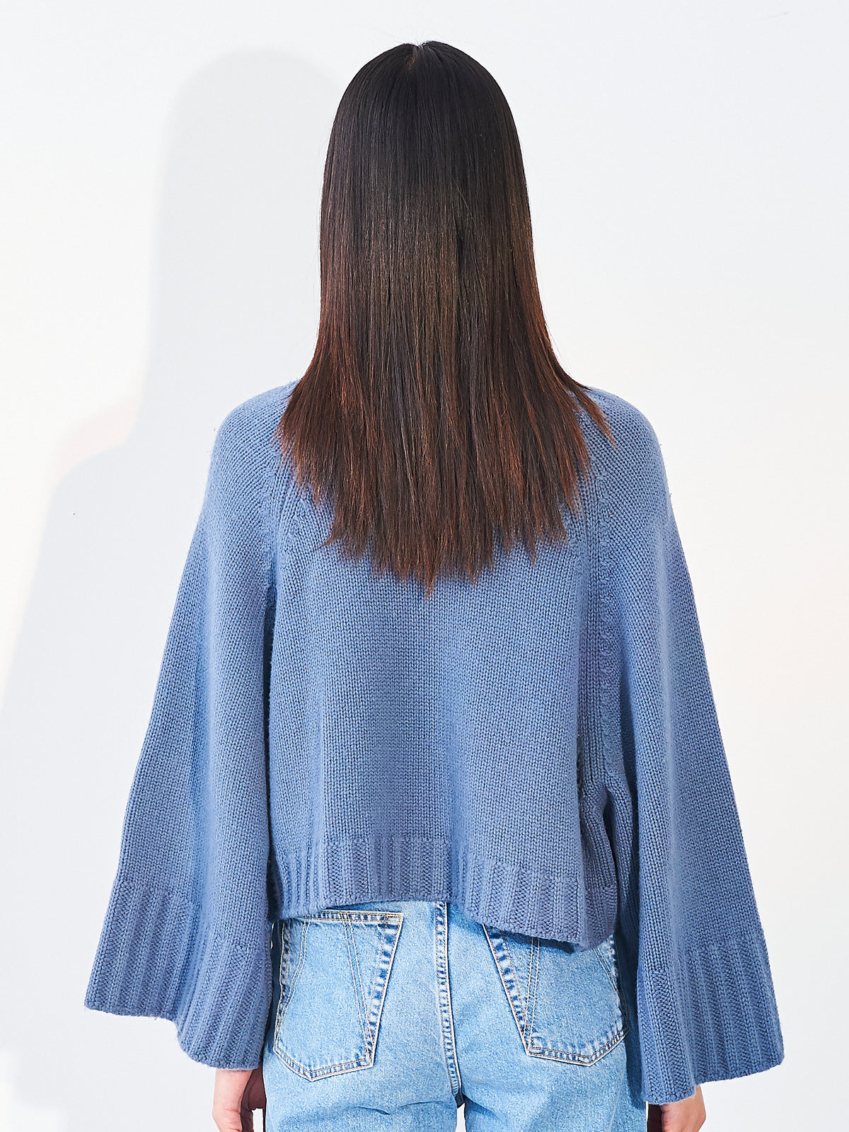 Oversized Cropped Jumper Sky Blue