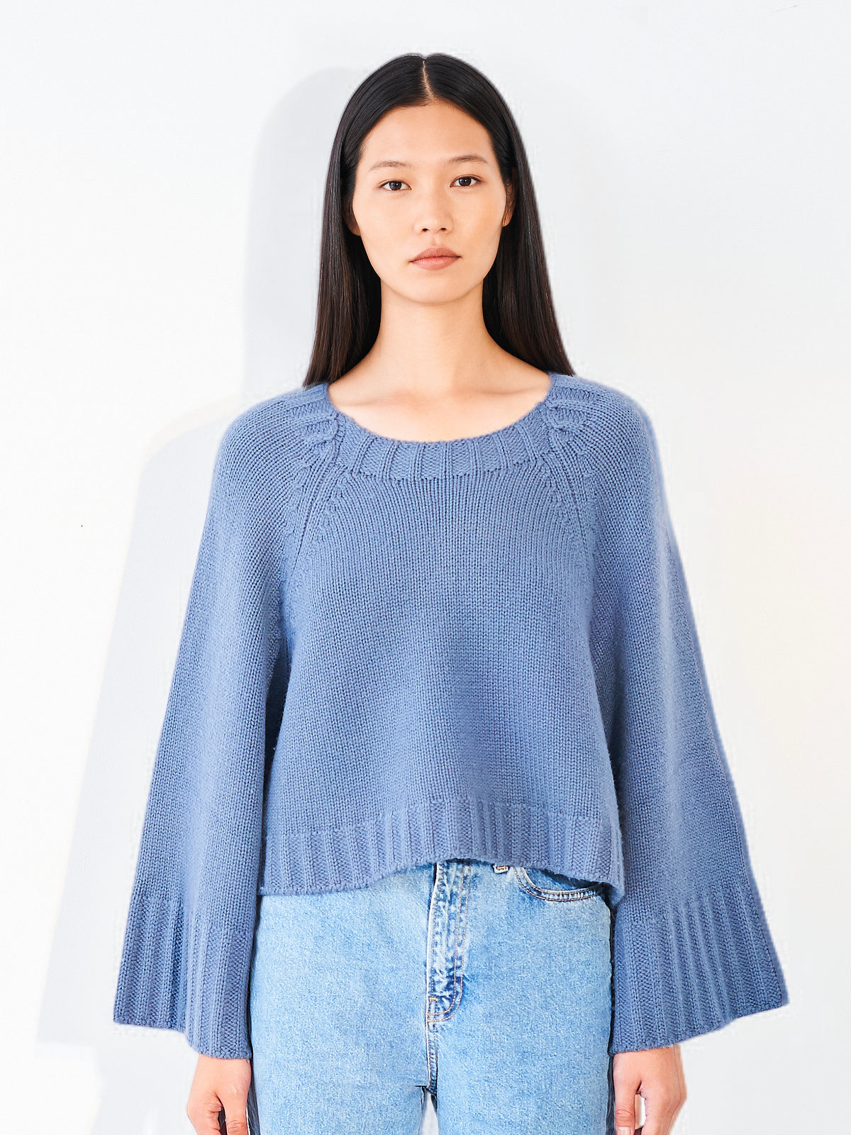 Oversized Cropped Jumper Sky Blue