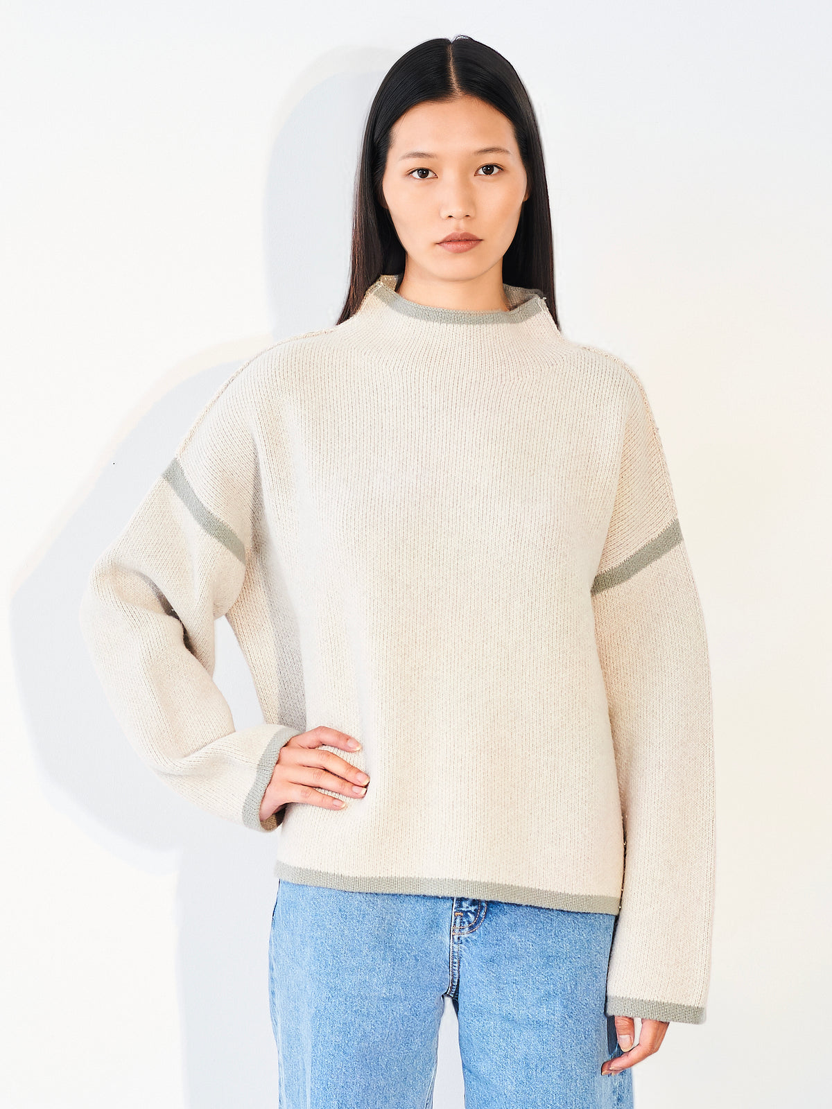 Contrast Stripe Jumper Oyster