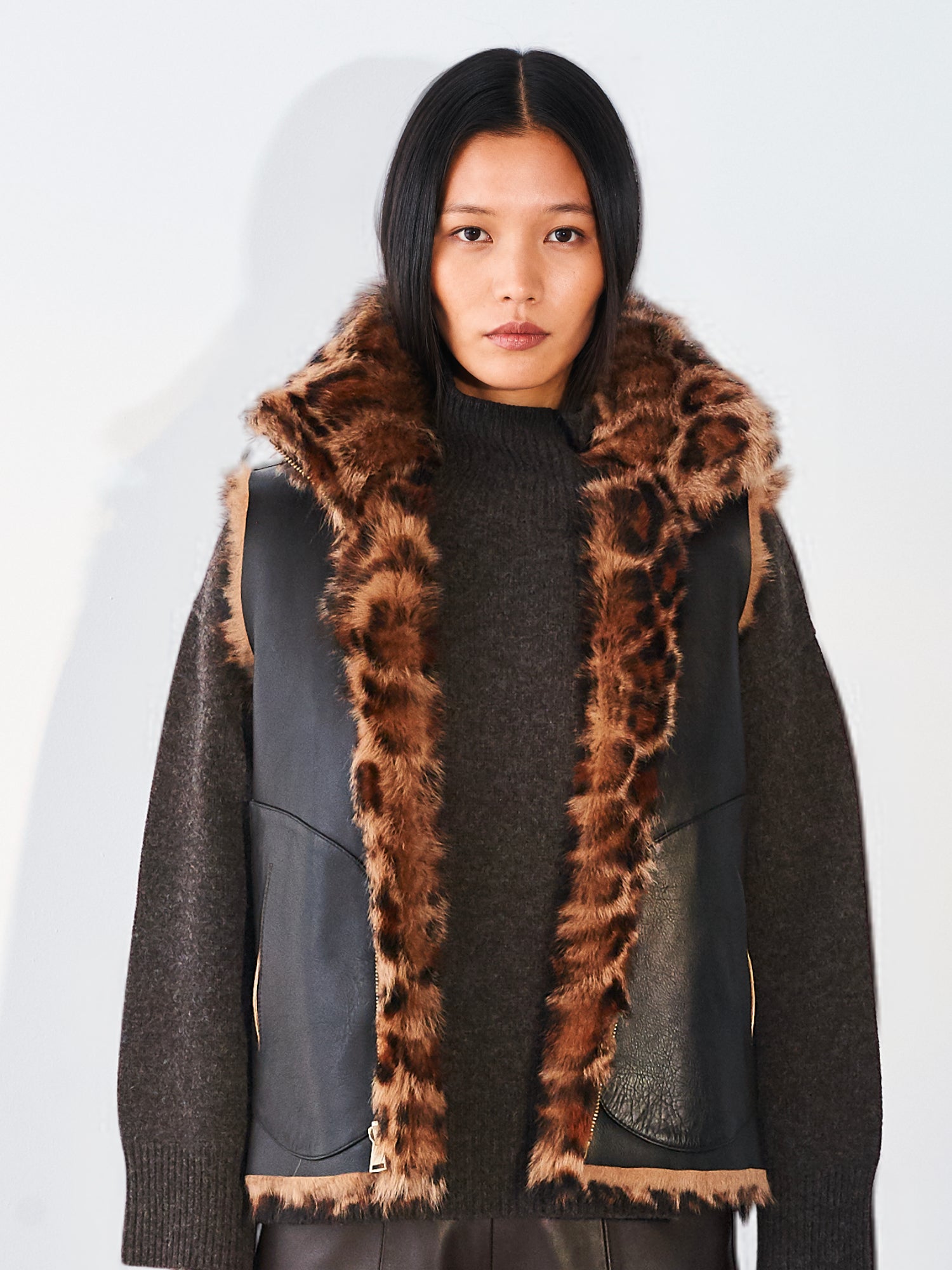 Reversible Aviator Gilet Leopard Print