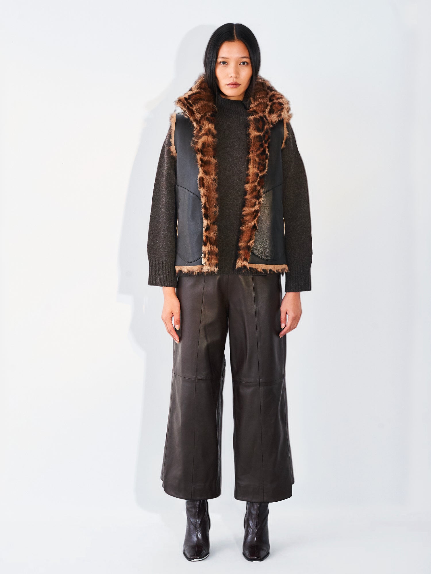 Reversible Aviator Gilet Leopard Print