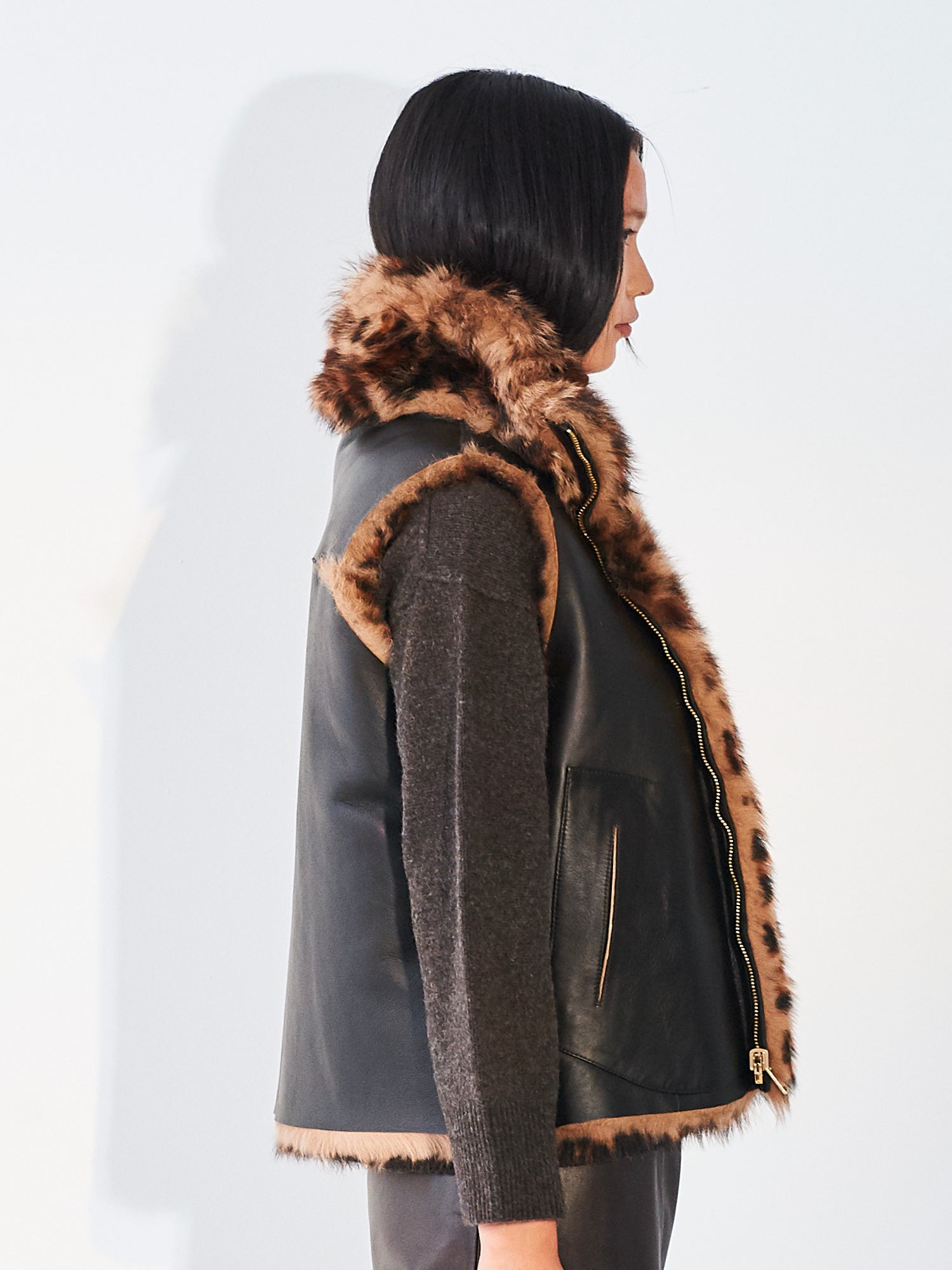 Reversible Aviator Gilet Leopard Print