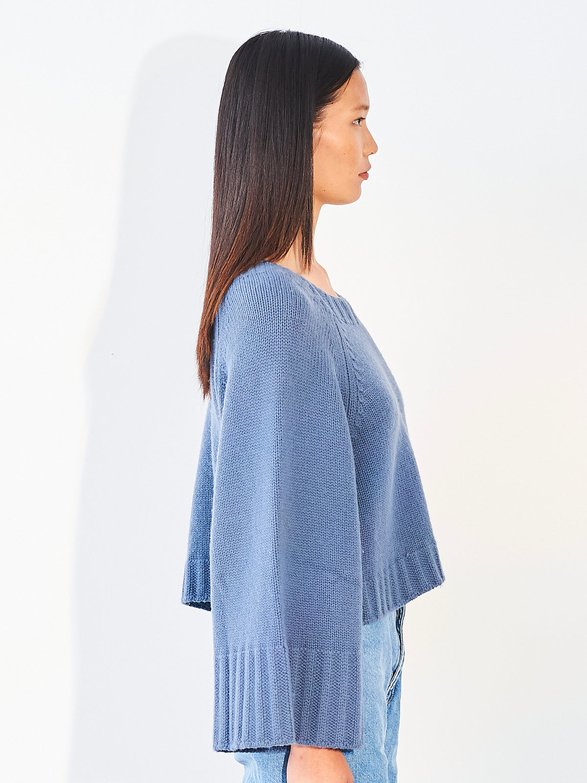 Oversized Cropped Jumper Sky Blue