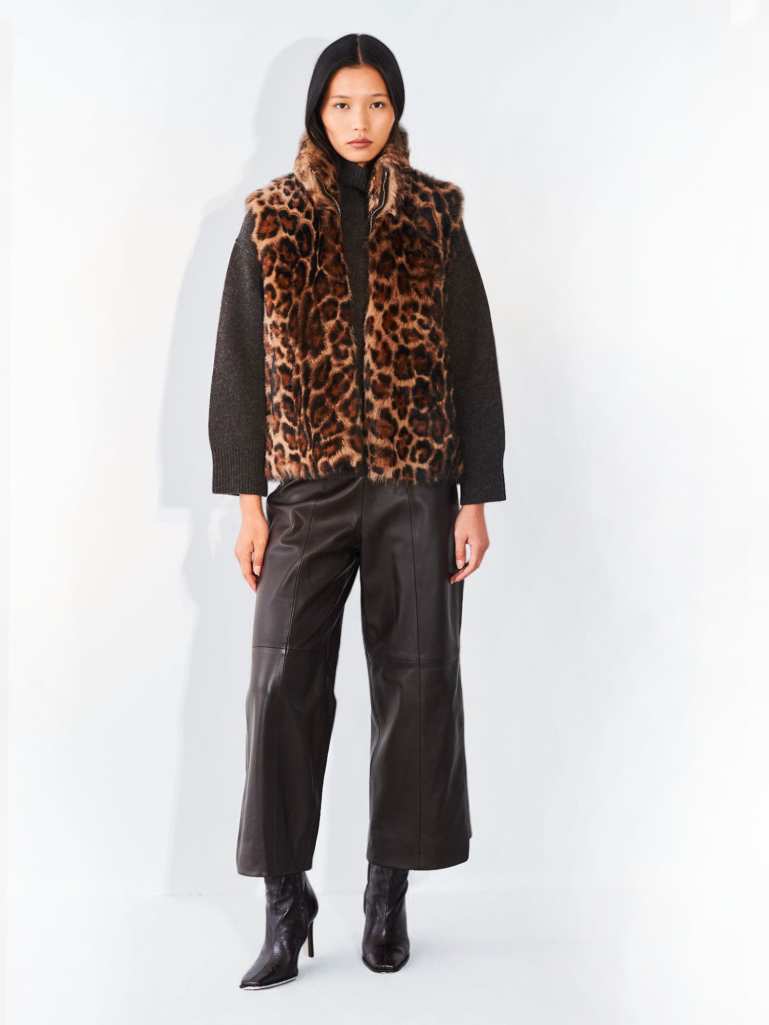 Reversible Aviator Gilet Leopard Print