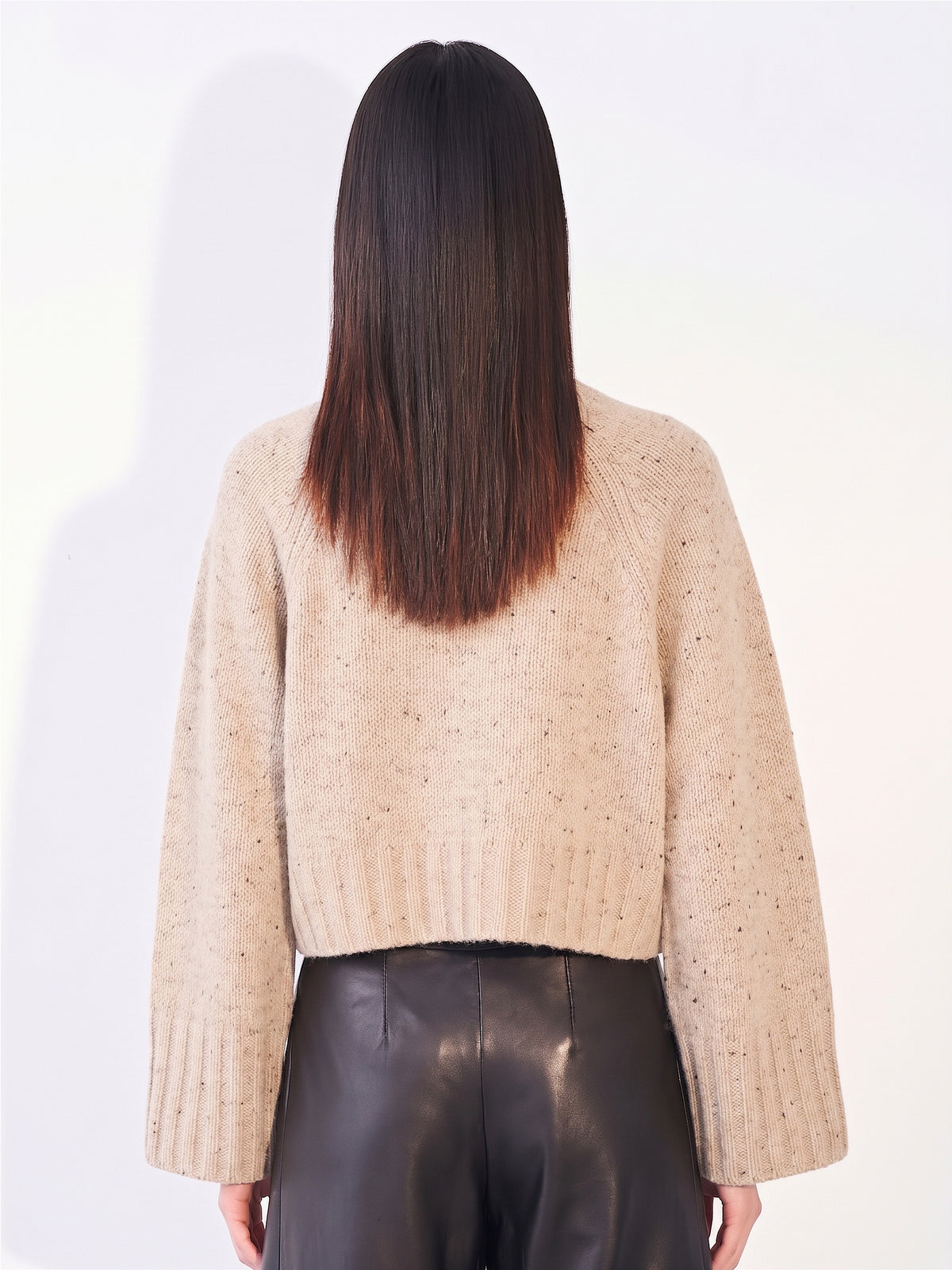 Oversized Cropped Jumper Donegal Caramel Marl
