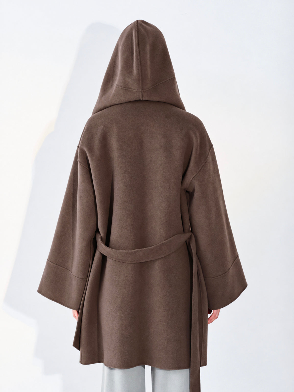 Hooded Wool Coat Lake Coffee
