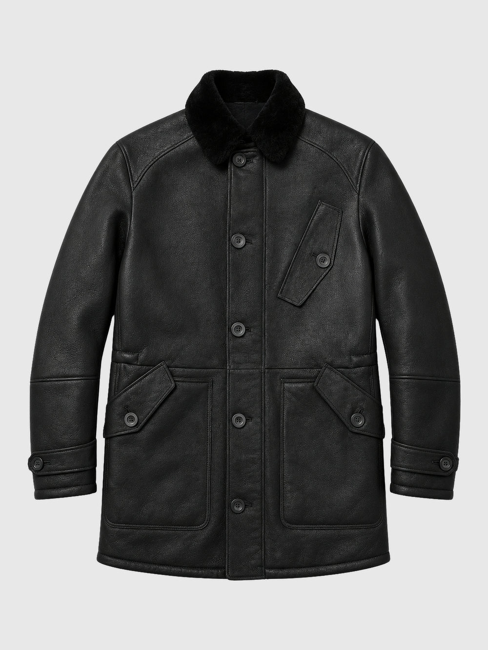 Dom Goor Leather Finish Shearling Coat