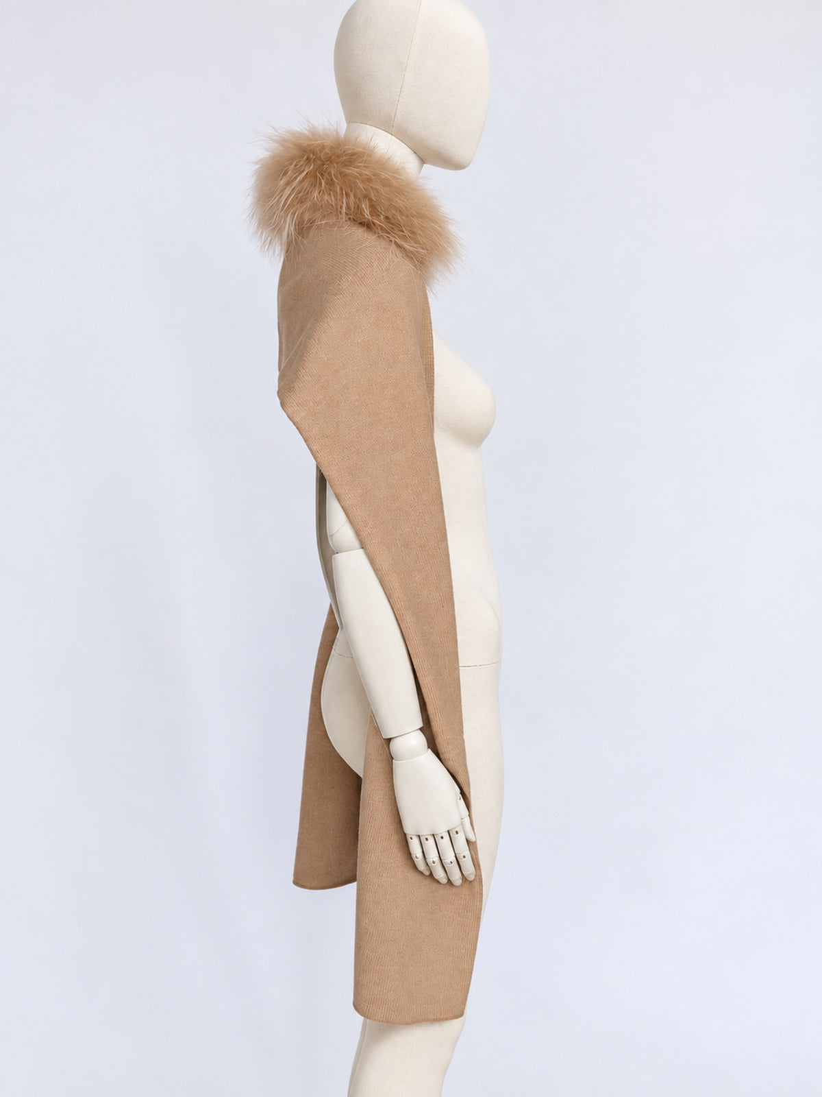 Caramel Fur Trim Scarf