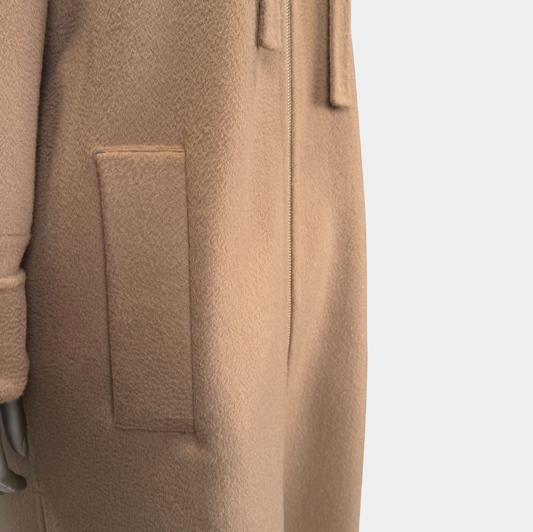 Outlet: Double Face Wool Shirt Tail Parka Camel: Size 10