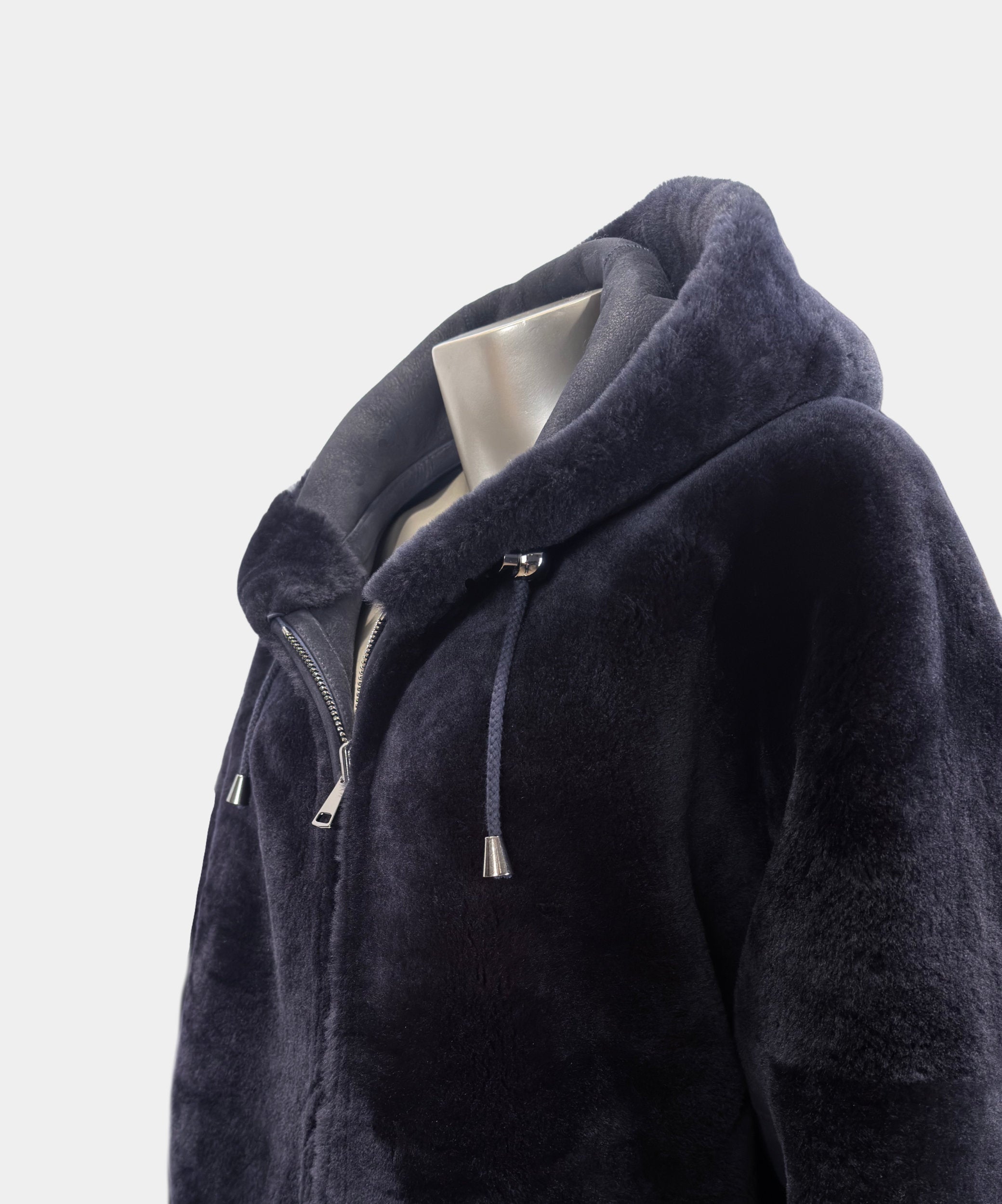 Outlet: Reversible Shearling Hooded Parka Navy