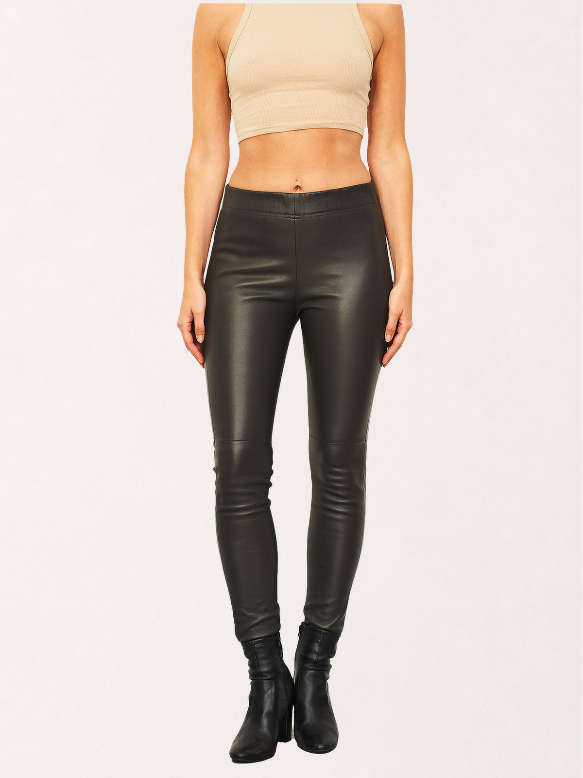 Dom Goor: Earth Brown Stretch Leather Leggings