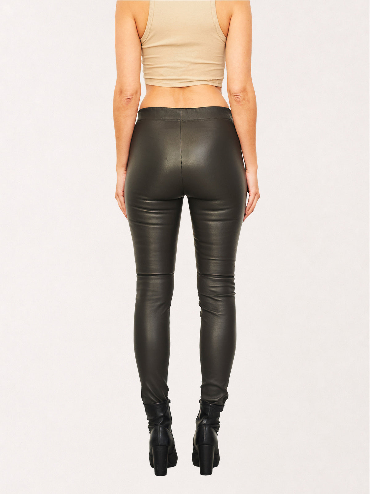 Dom Goor: Earth Brown Stretch Leather Leggings