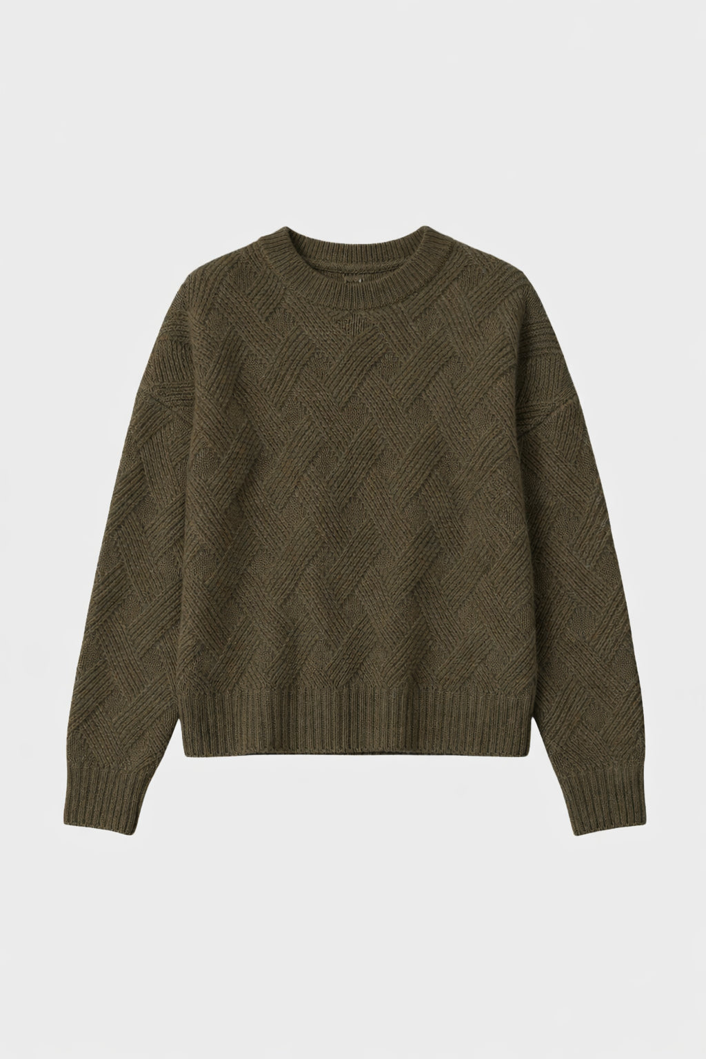 Outlet: Short Lattice Knit Jumper Khaki