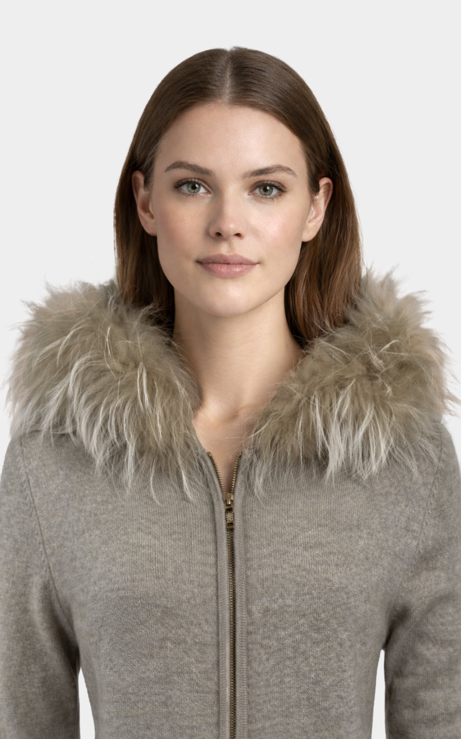 Outlet: Hooded Fur Fitted Cardi Nest