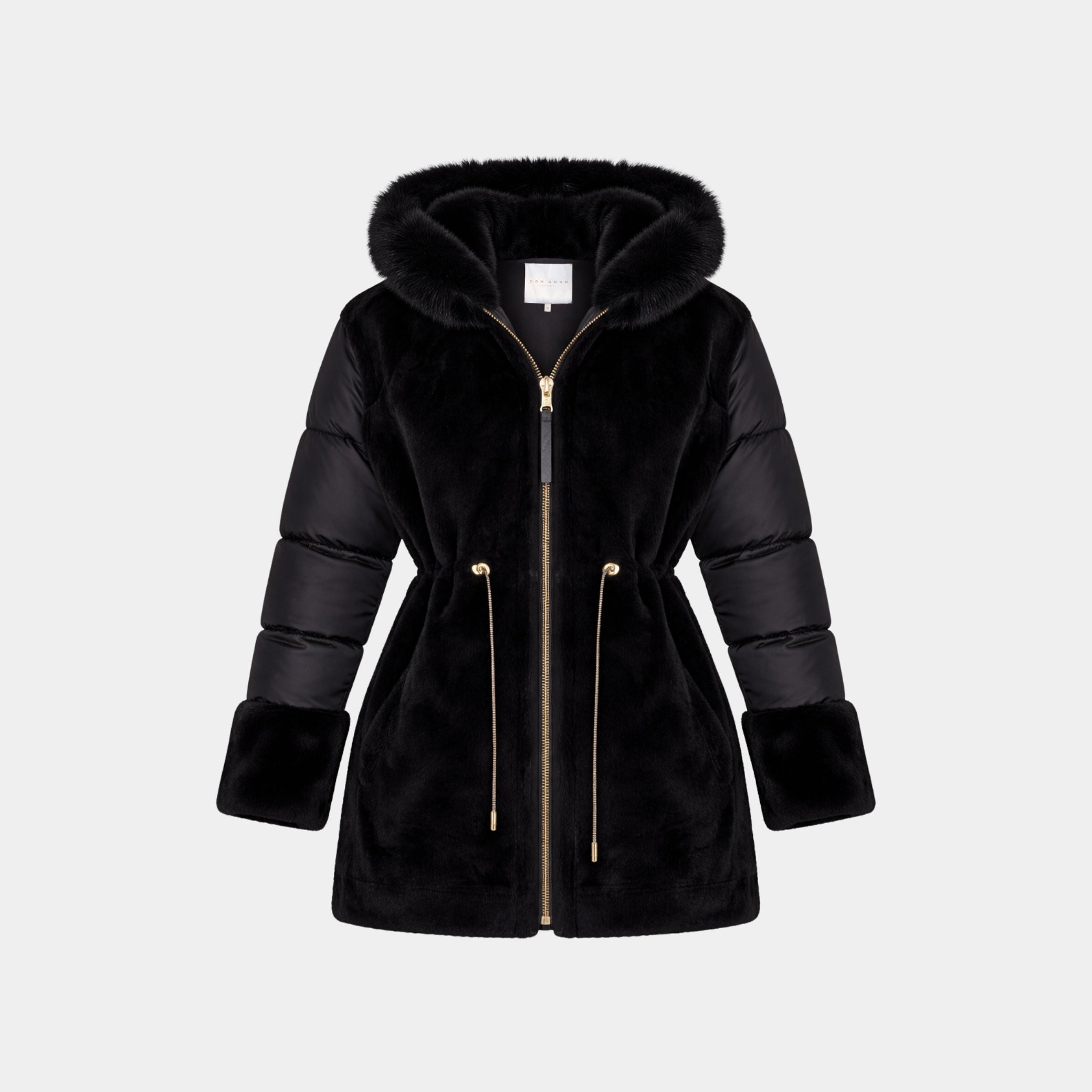 Outlet: Reversible Shearling Hooded Parka Black: Size 10
