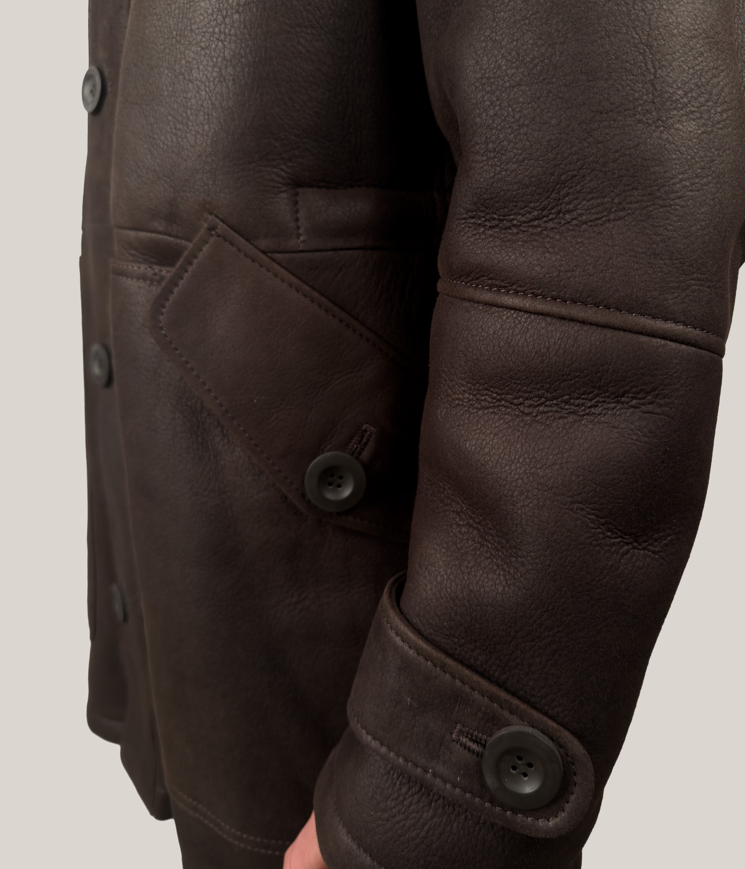 Max & Zac Leather Finish Shearling Coat