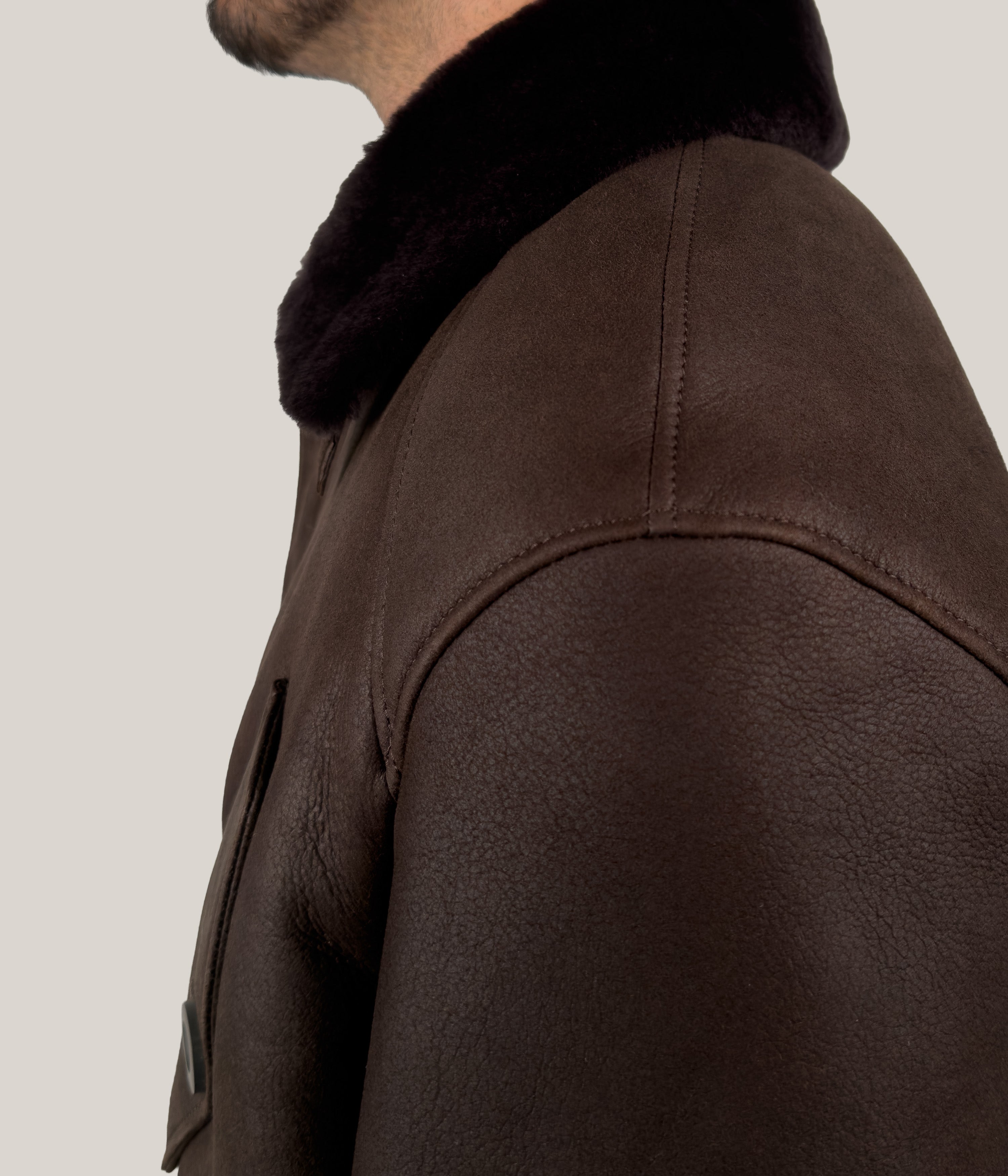 Max & Zac Leather Finish Shearling Coat