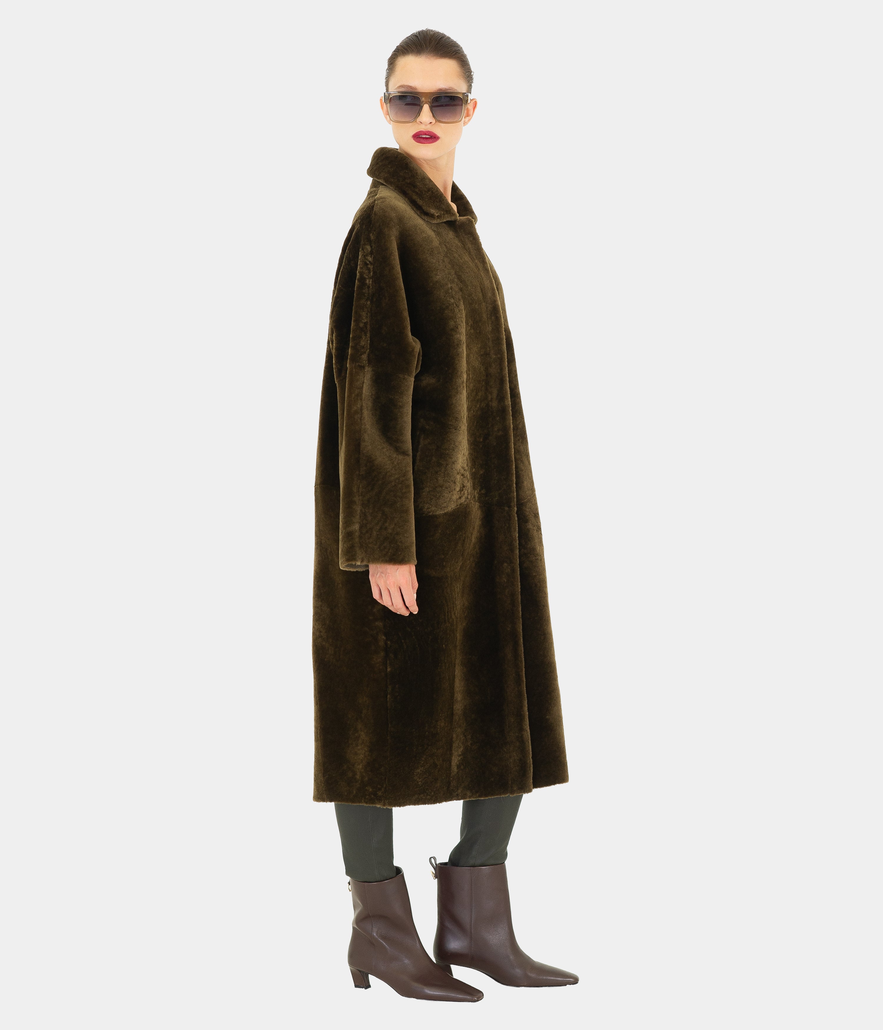 Reversible Long Shearling Boxy Coat