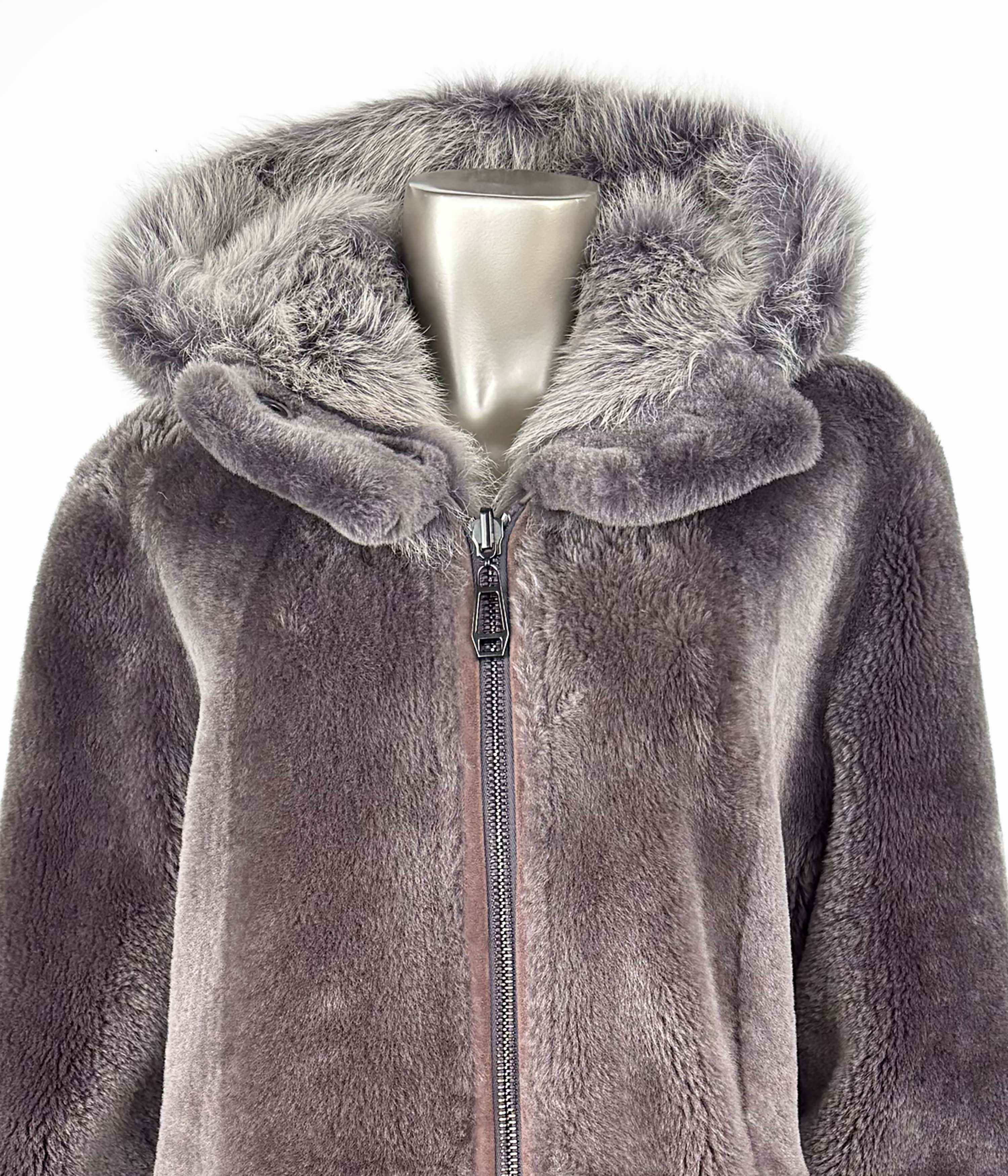 Reversible Grey Shearling Coat